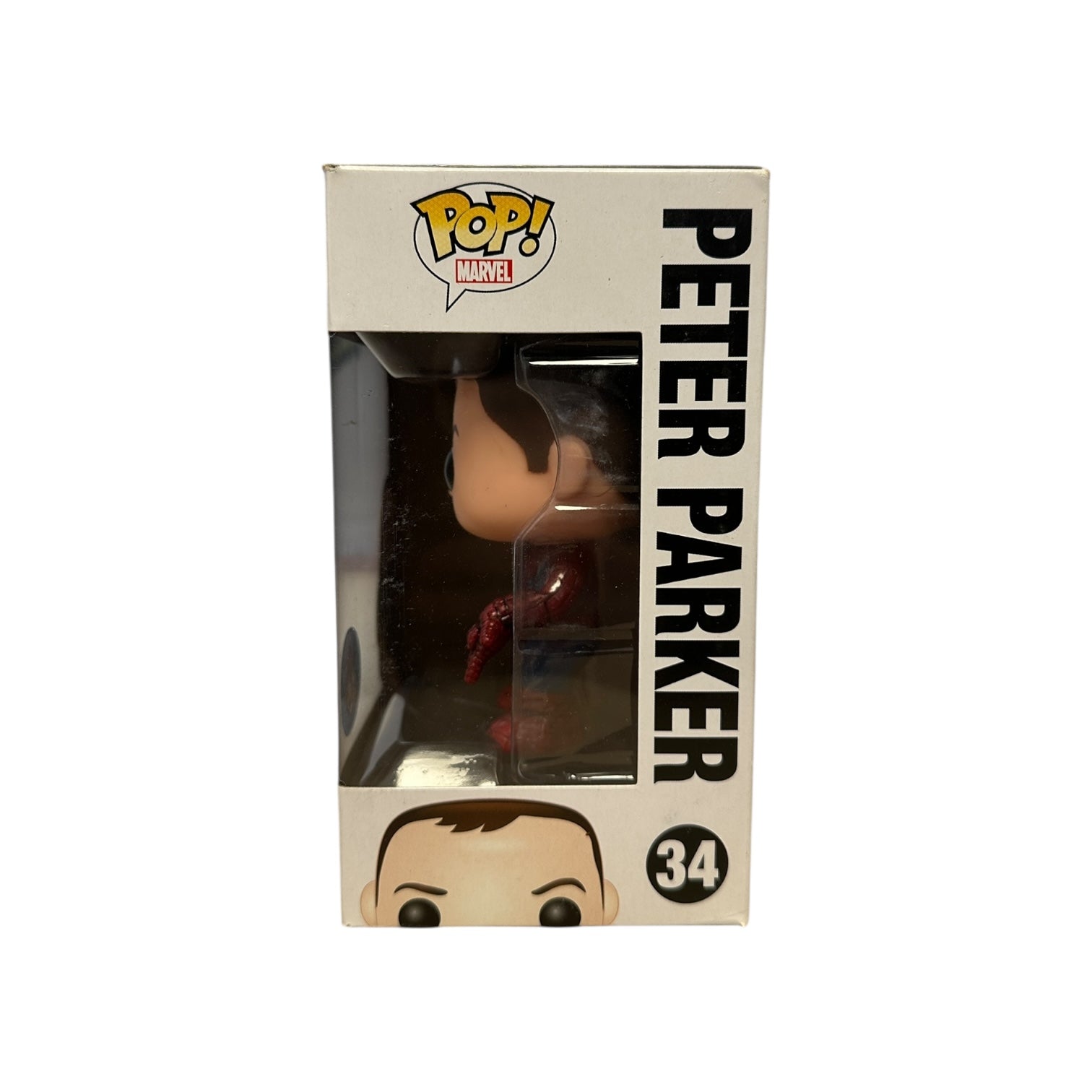 Funko Pop! Peter Parker figure in packaging on a white background