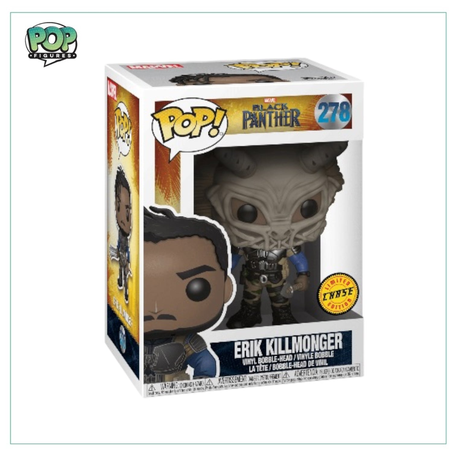 Erik Killmonger (Chase) #278 Funko Pop! - Black Panther - Condition 7.5/10