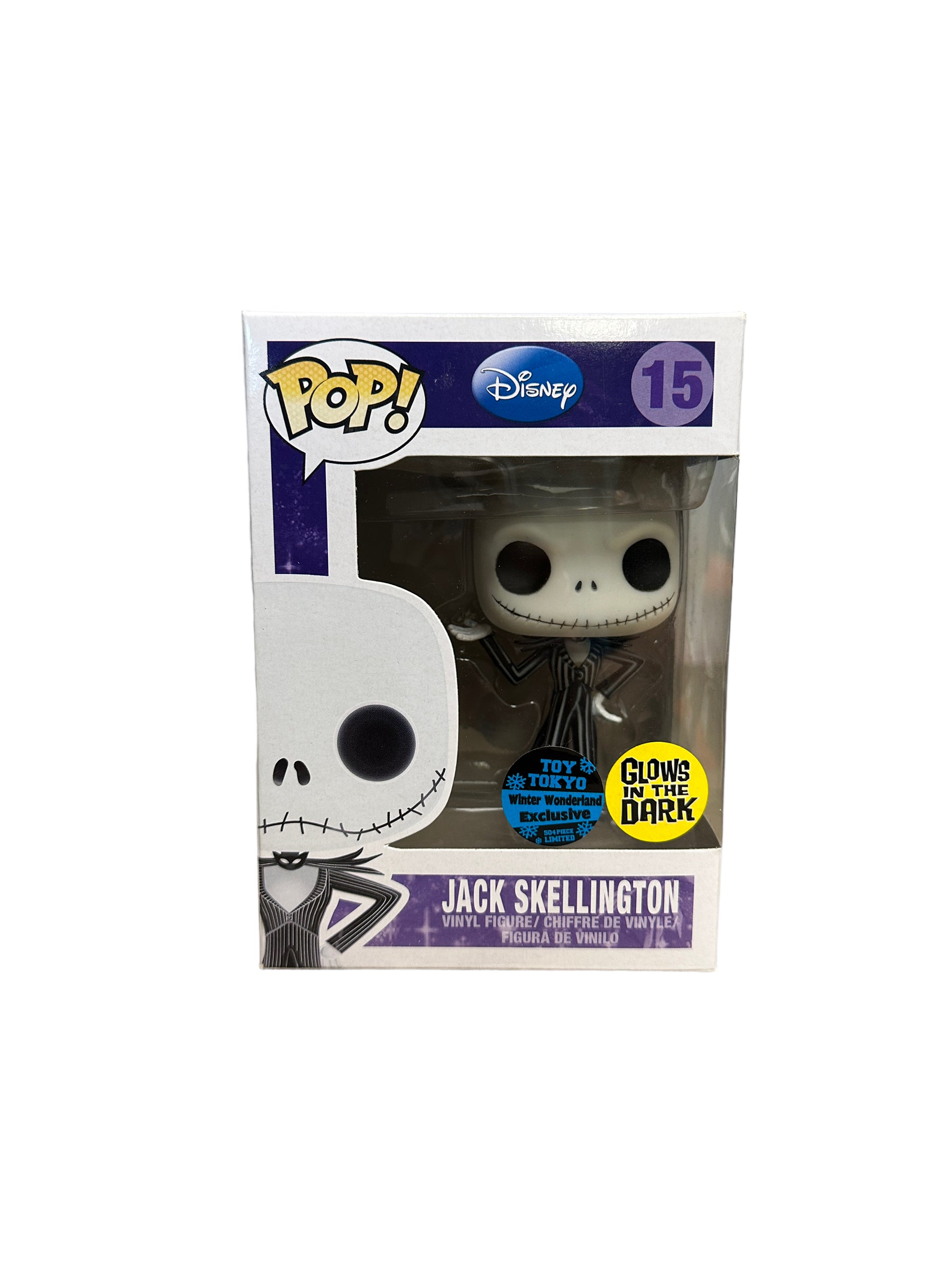 Jack Skellington #15 (Glows in the Dark) Funko Pop! - Disney Series 2 - Toy Tokyo / Winter Wonderland Exclusive LE504 Pcs Error Sticker - Condition 8.75/10