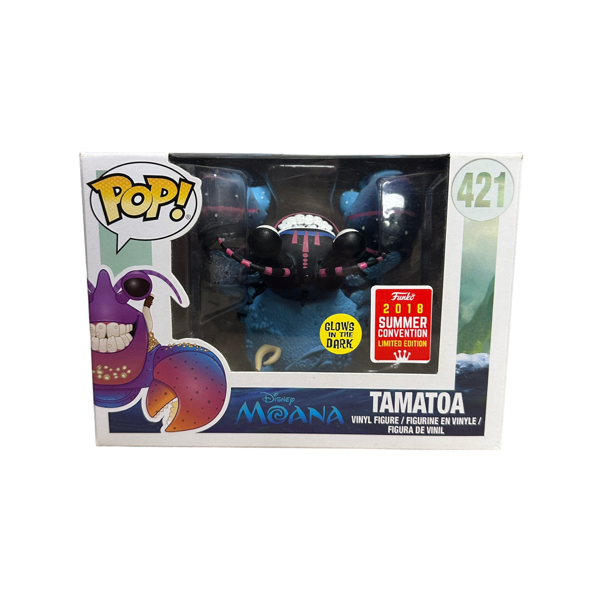 Tamatoa #421 (Neon Glows in the Dark) Funko Pop! - Moana - SDCC 2018 Shared Exclusive - Condition 8.5/10