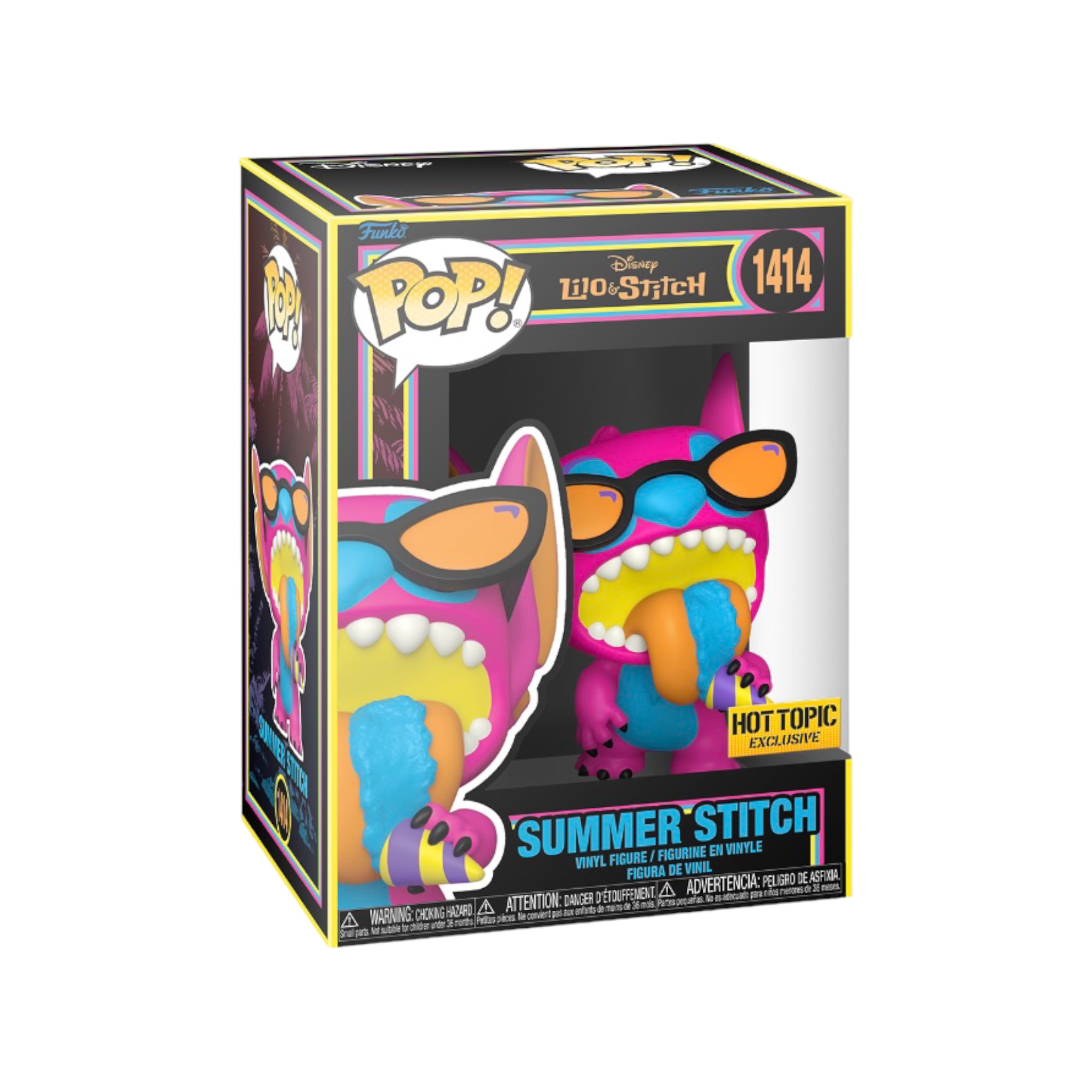 Summer Stitch #1414 (Black Light) Funko Pop! - Lilo & Stitch - Hot Topic Exclusive