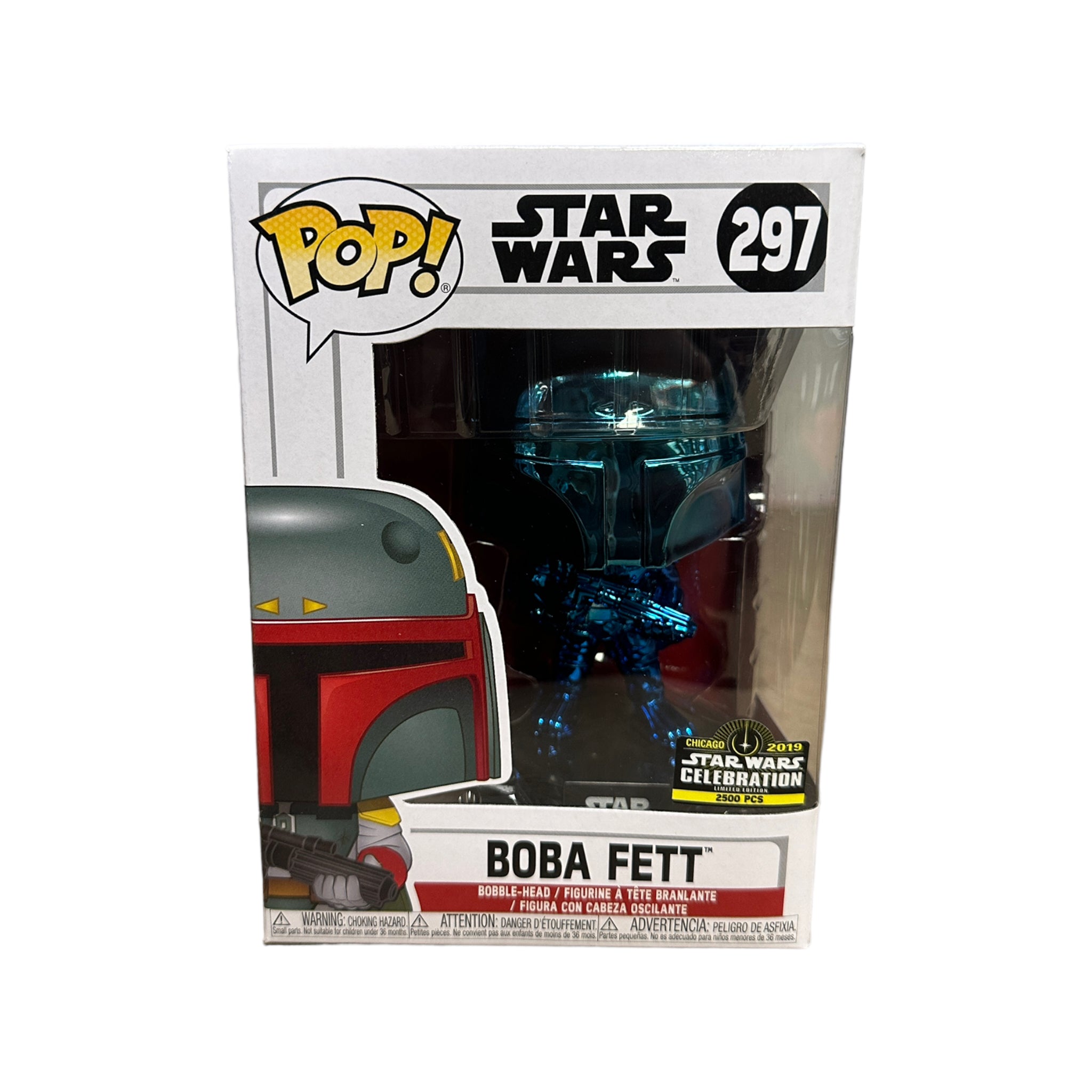 Boba Fett #297 (Blue Chrome) Funko Pop! - Star Wars - SWC Chicago 2019 Exclusive LE2500 Pcs - Condition 7.5/10