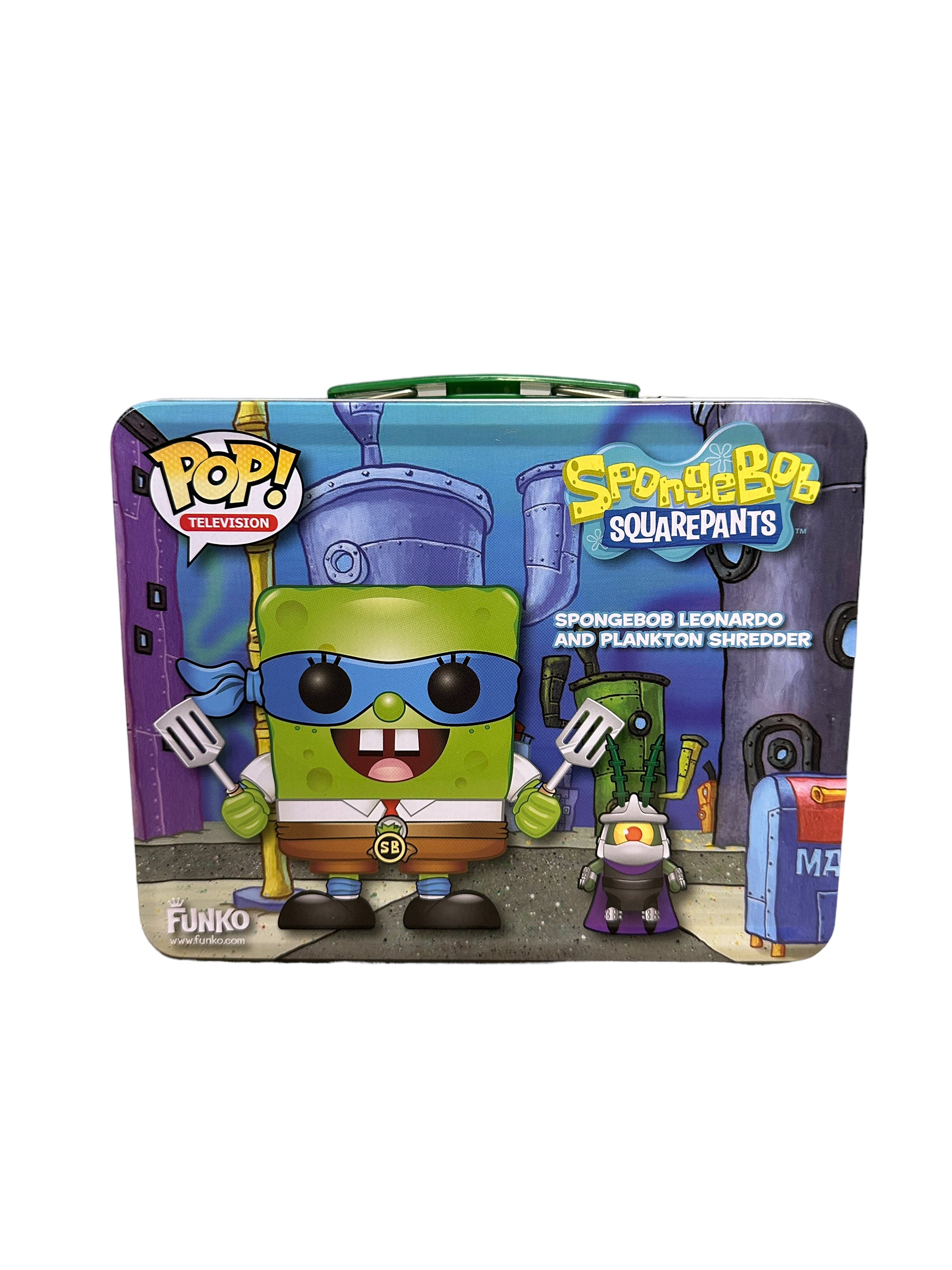 Spongebob Leonardo and Plankton Shredder #01 Funko Pop Lunchbox Tin! - Spongebob Squarepants x Teenage Mutant Ninja Turtles - SDCC 2014 Exclusive LE1000 Pcs - Condition 8/10