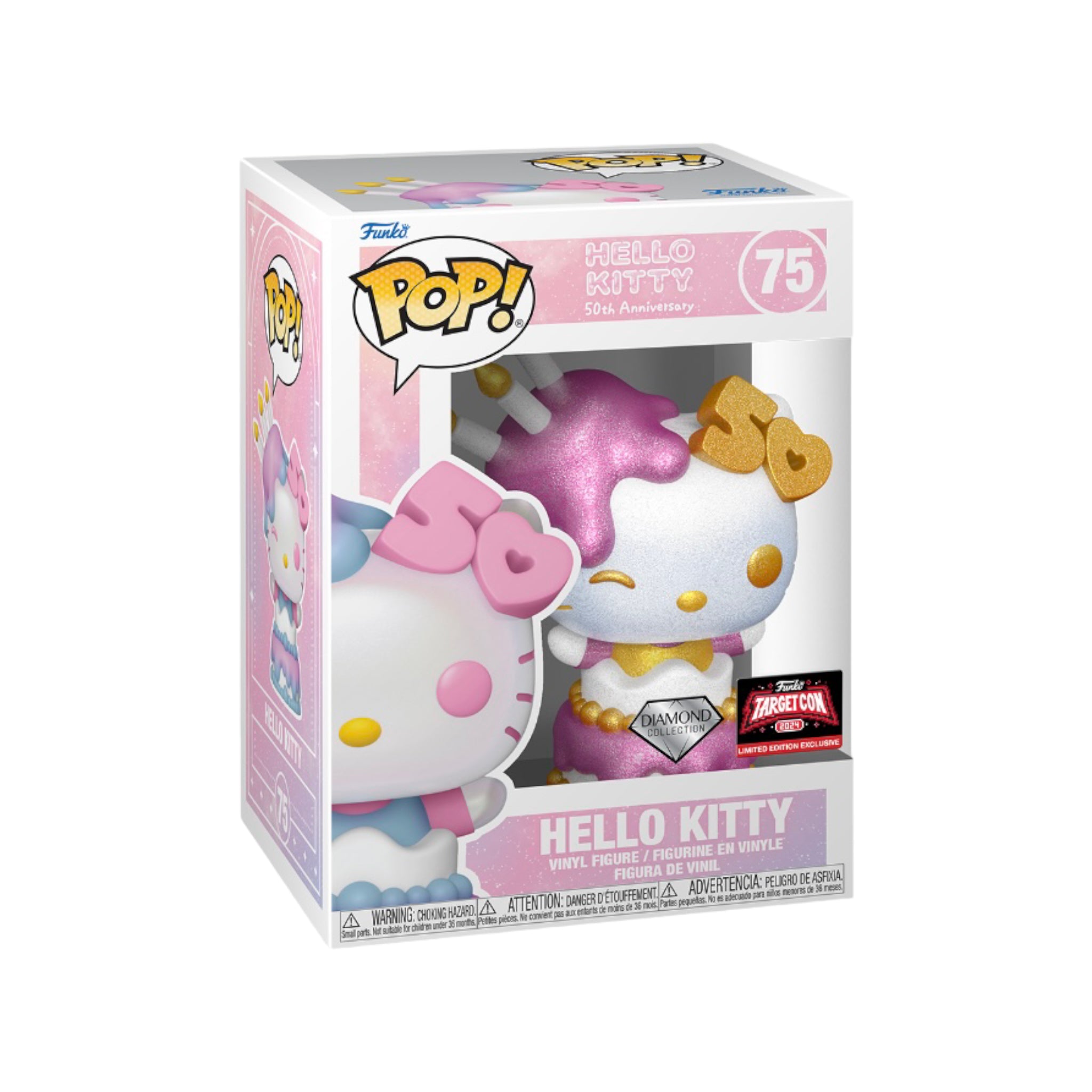 Hello Kitty in Cake #75 (Diamond Collection) Funko Pop! - Hello Kitty 50th Anniversary - Target Con 2024 Exclusive