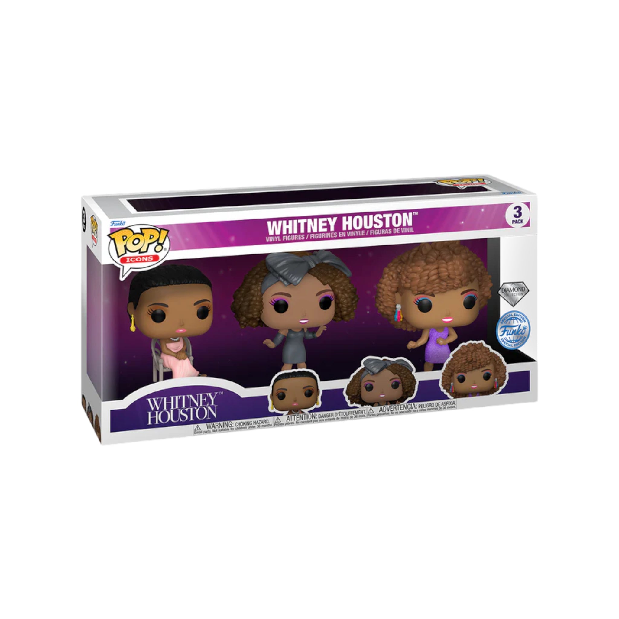 Whitney Houston (Diamond Collection) 3 Pack Funko Pop! - Rocks - Special Edition