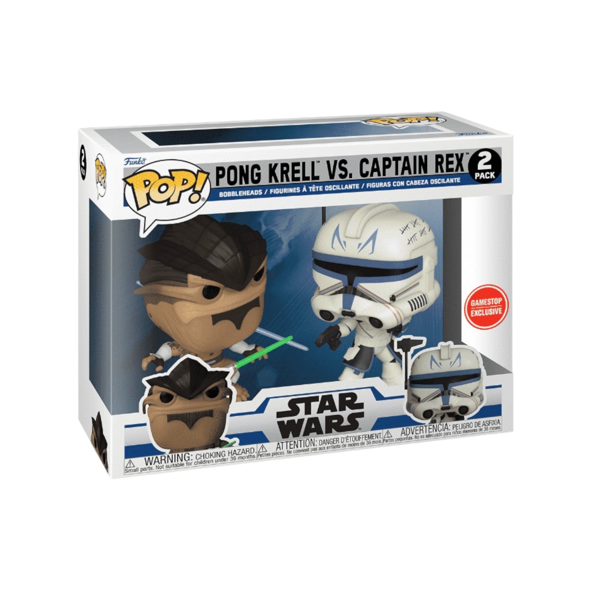 Pong Krell Vs. Captain Rex 2 Pack Funko Pop! - Star Wars: The Clone Wars - GameStop Exclusive - Condition 7/10