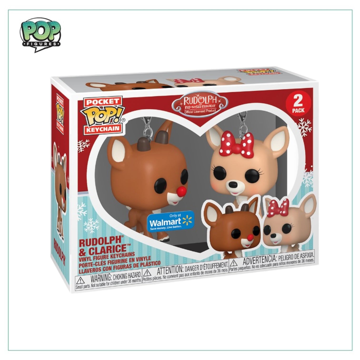 Rudolph & Clarice Funko Pocket Pop Keychain - Rudolph the Red-Nosed Reindeer