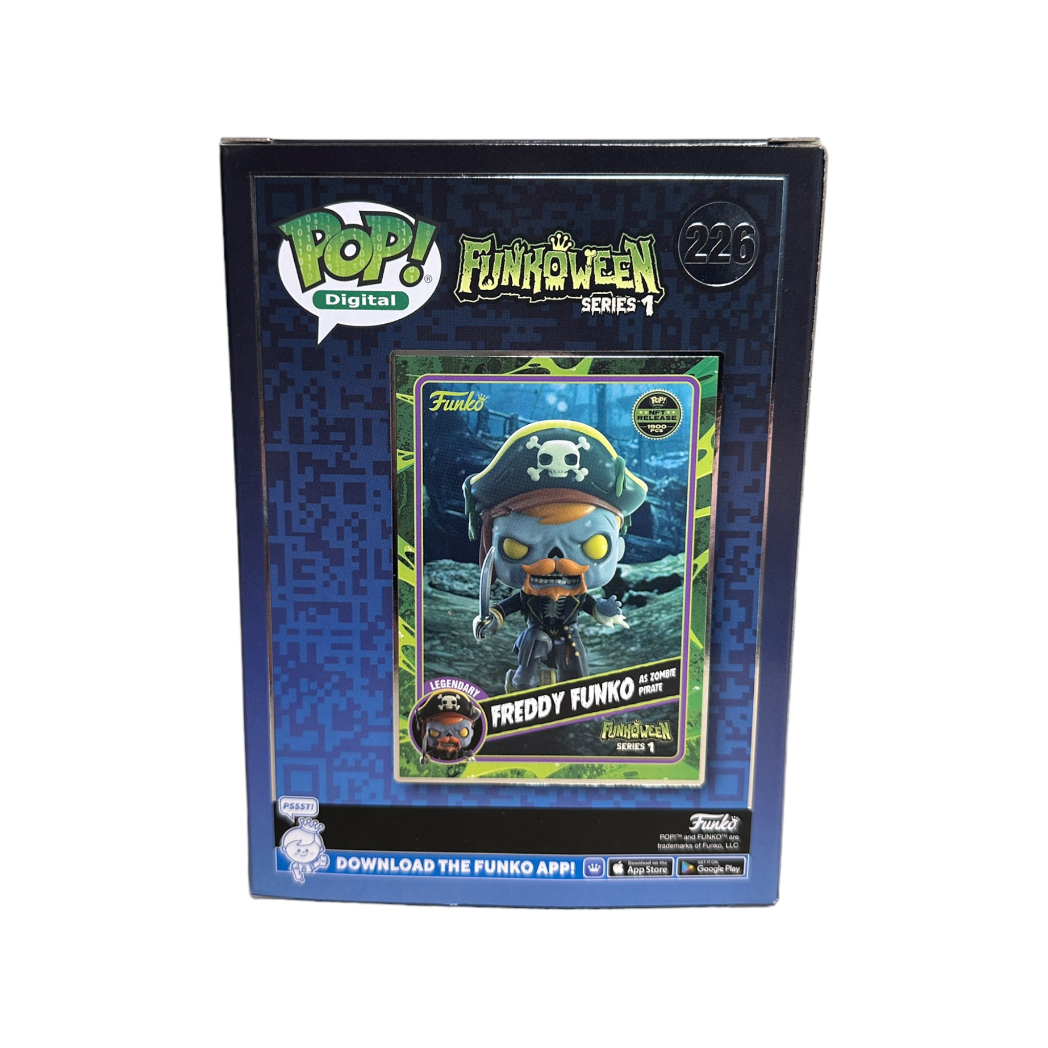 Freddy Funko as Zombie Pirate #226 (Glows in the Dark) Funko Pop! - Funkoween Series 1 - NFT Release Exclusive LE1900 Pcs - Condition 8/10