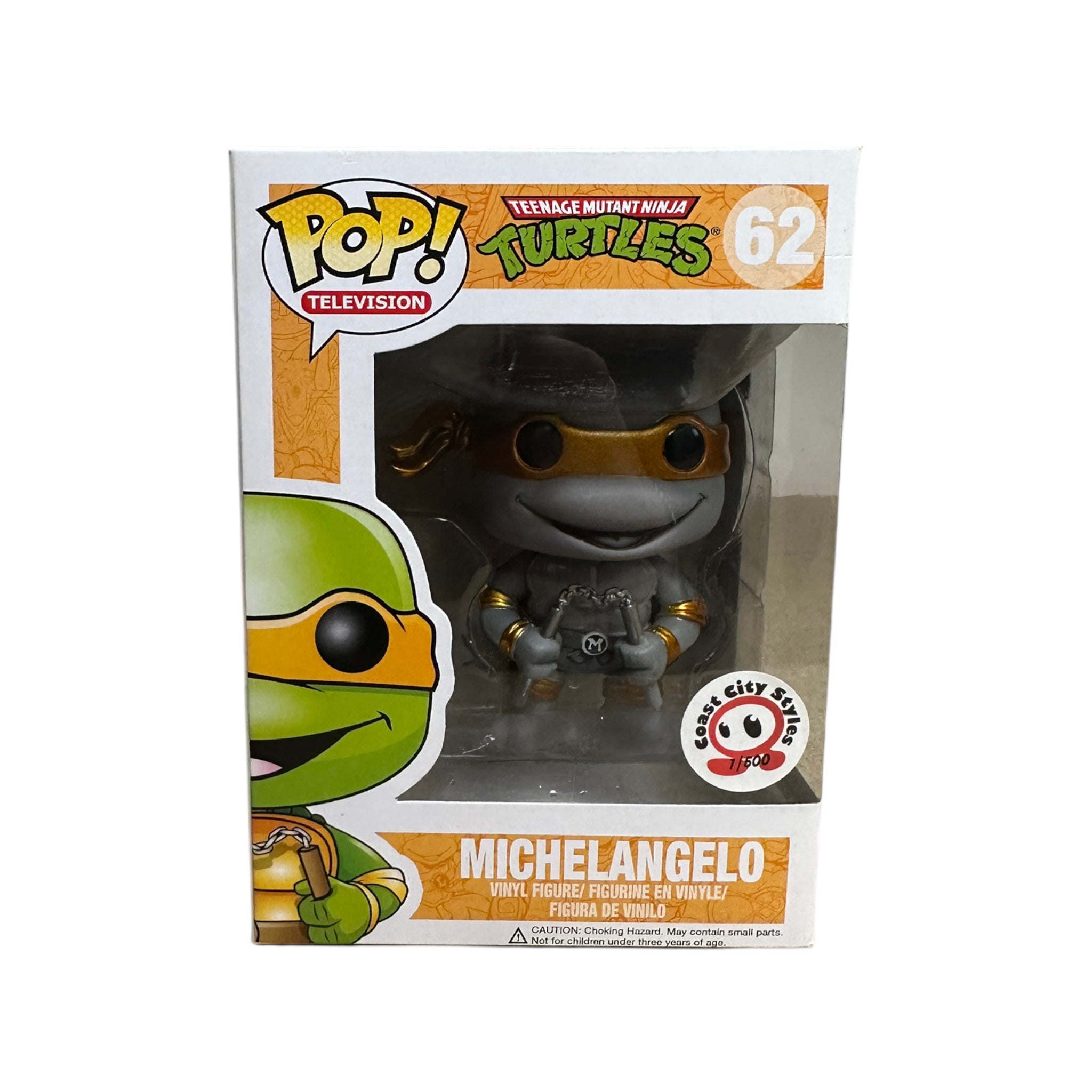 Michelangelo #62 (Grayscale Metallic) Funko Pop! - Teenage Mutant Ninja Turtles - Coast City Styles Exclusive LE500 Pcs - Condition 8.5/10