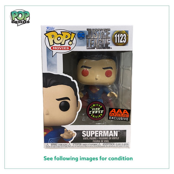 Superman #1123 (Glow Chase) Funko Pop! - Justice League - AAA Anime Exclusive - Condition 8/10