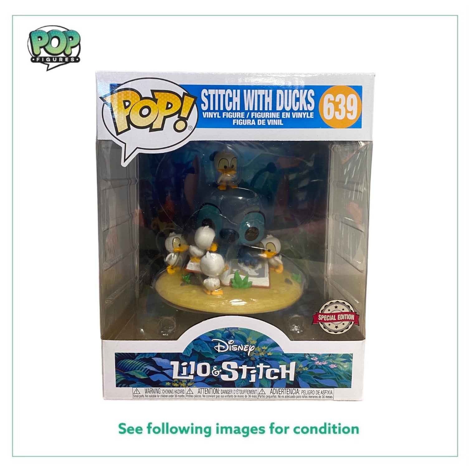 Stitch With Ducks #639 Deluxe Funko Pop! - Lilo & Stitch - Special Edition - Condition 9/10