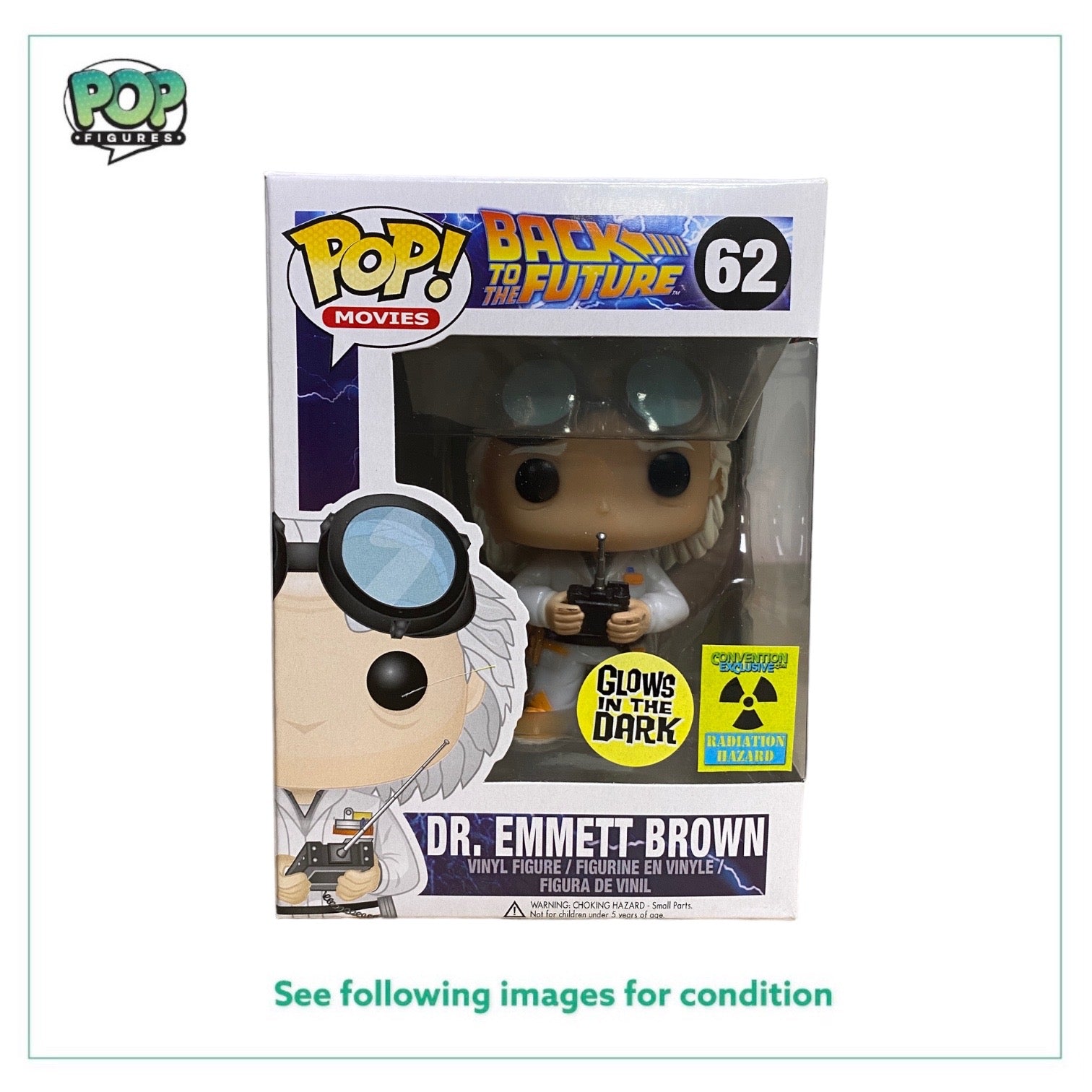 Dr. Emmett Brown #62 (Glows In The Dark) Funko Pop! - Back to the Future - 2014 Convention Exclusive - Condition 8.5/10