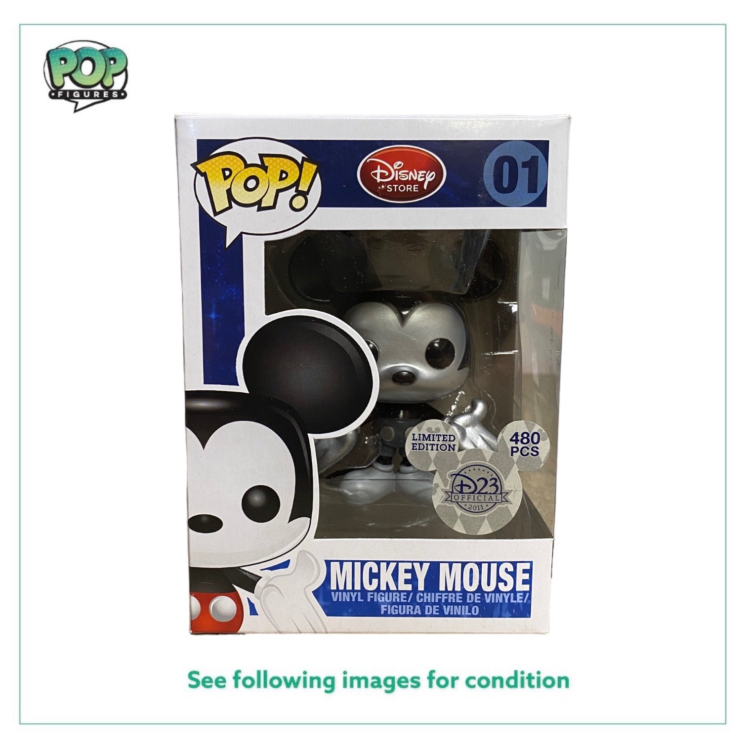Mickey Mouse #01 (Metallic) Funko Pop! - Disney Series 1 - D23 Expo 2011 Exclusive - Condition 8.75/10
