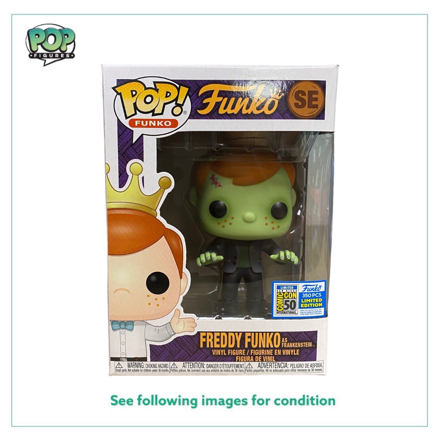 Freddy Funko as Frankenstein (Error Head Glow) Funko Pop! - SDCC 2019 Exclusive LE350 Pcs - Condition 8.75/10