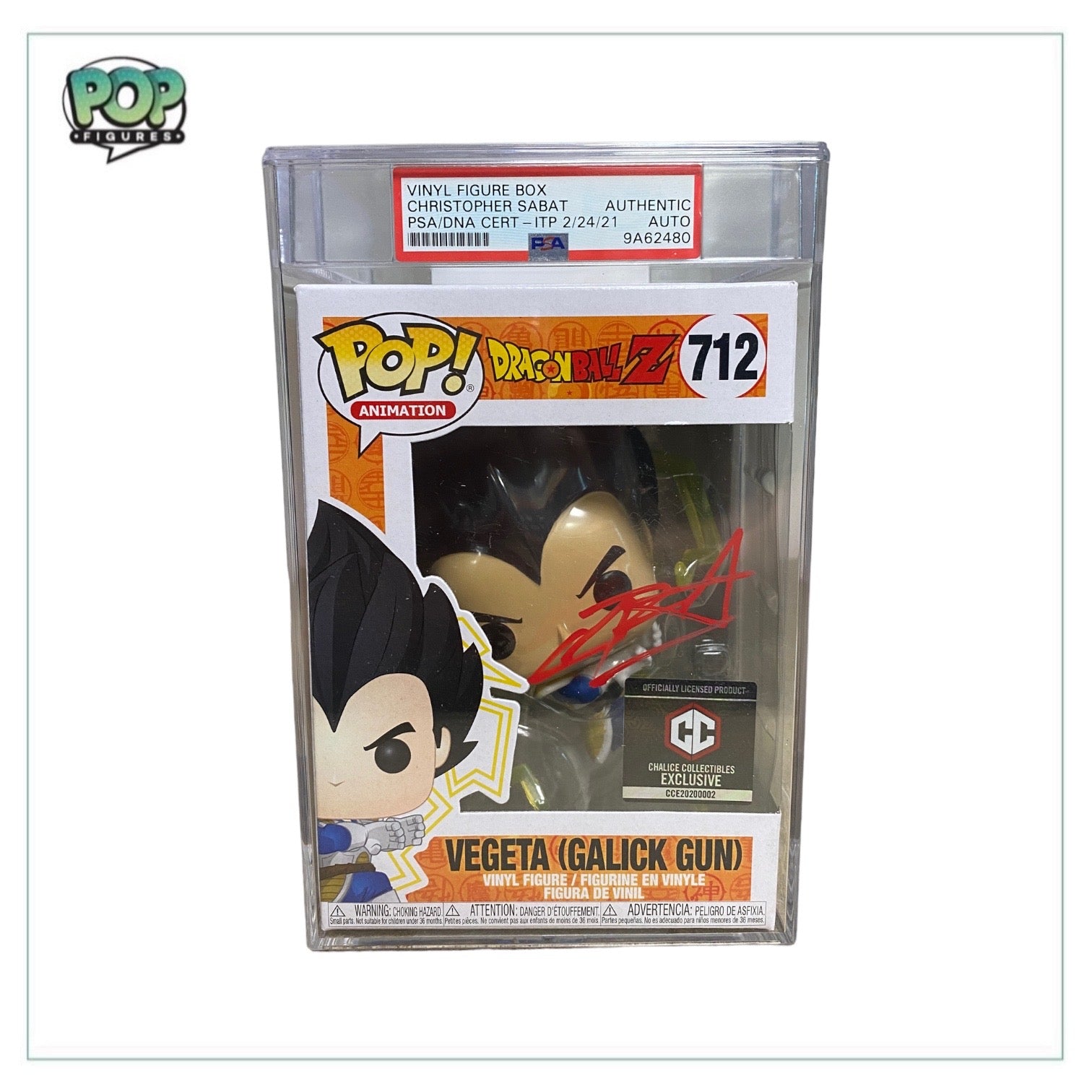 Christopher Sabat Signed Vegeta (Galick Gun) #712 Funko Pop! - Dragon Ball Z - Chalice Collectibles Exclusive - PSA In-the-Presence Authentication