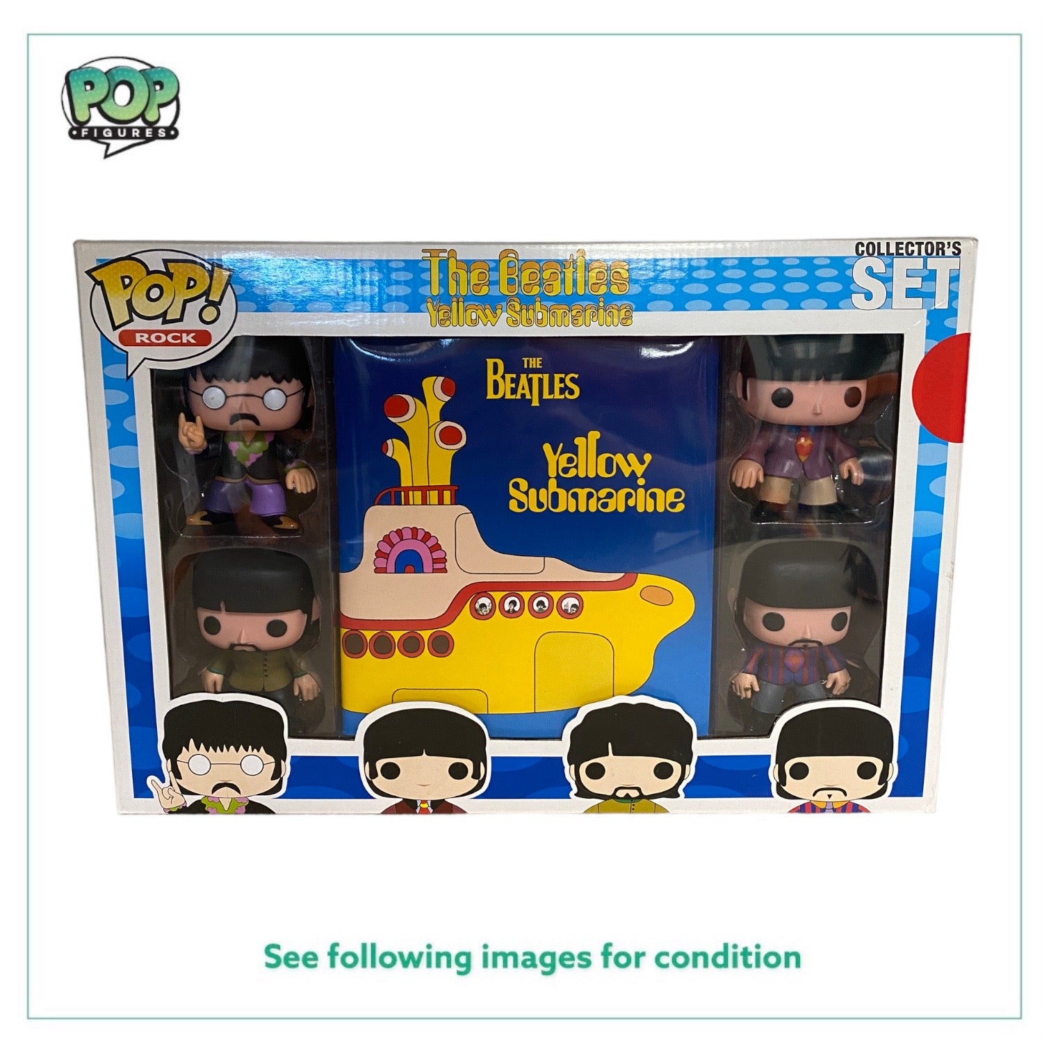 The Beatles Yellow Submarine 4 Pack Funko Pop Collectors Set! - Rocks - 2012 Pop! - Condition 8/10