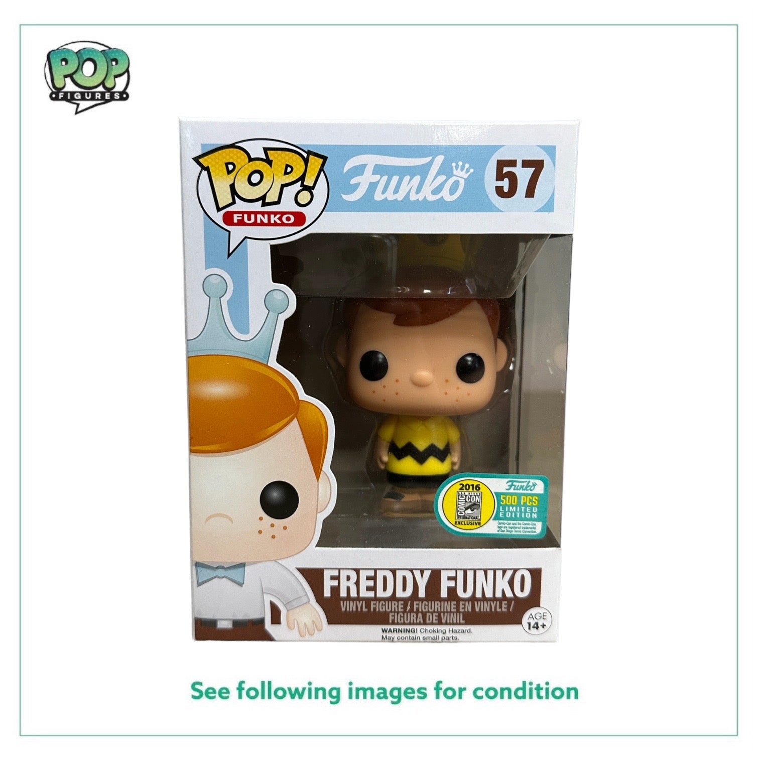 Freddy Funko as Charlie Brown #57 Funko Pop! - SDCC 2016 Exclusive LE500 Pcs - Condition 9/10