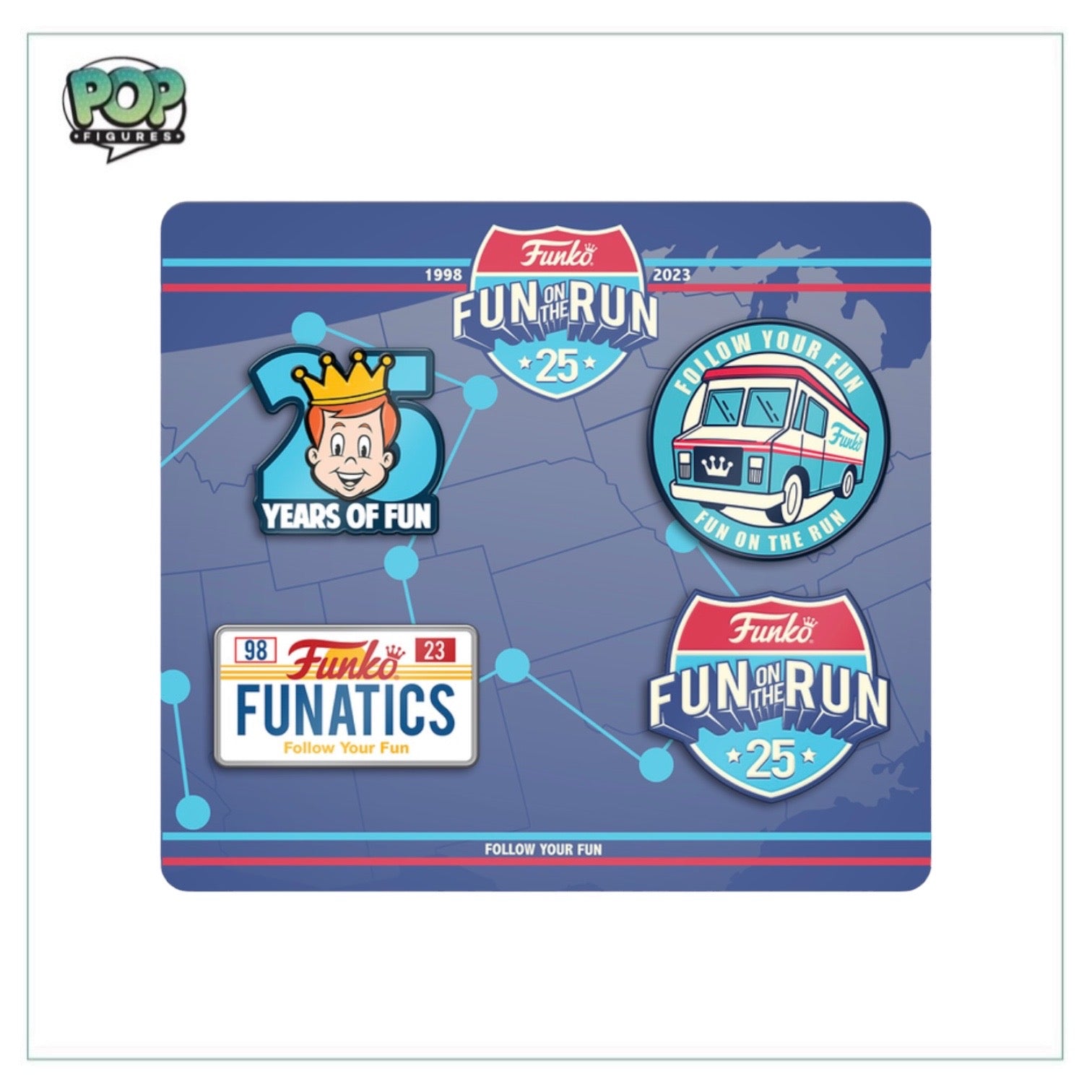 Fun on the Run 4 Pack Pin & Sticker Set - Fun on the Run Online Exclusive