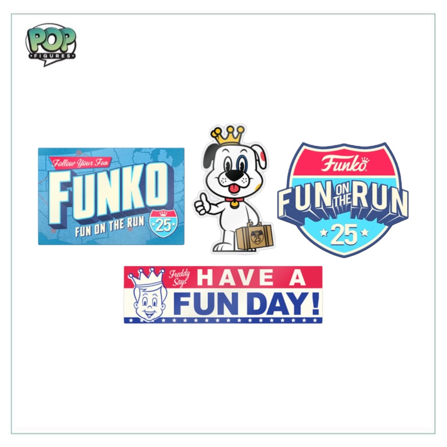 Fun on the Run 4 Pack Pin & Sticker Set - Fun on the Run Online Exclusive