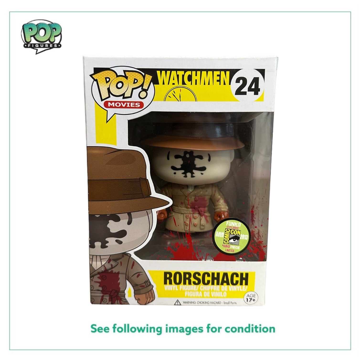 Rorschach #24 (Bloody) Funko Pop! - Watchmen - SDCC 2013 Exclusive LE480 Pcs - Condition 8.5/10