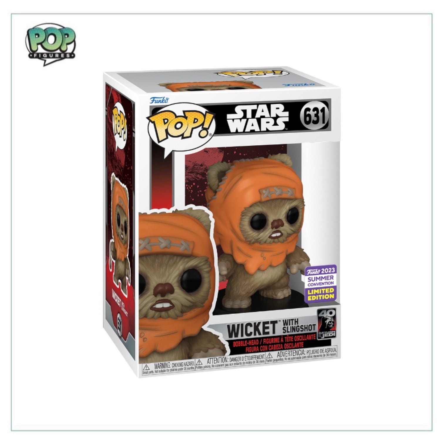 Wicket with Slingshot #631 Funko Pop! - Star Wars Return of The Jedi - SDCC 2023 Shared Exclusive
