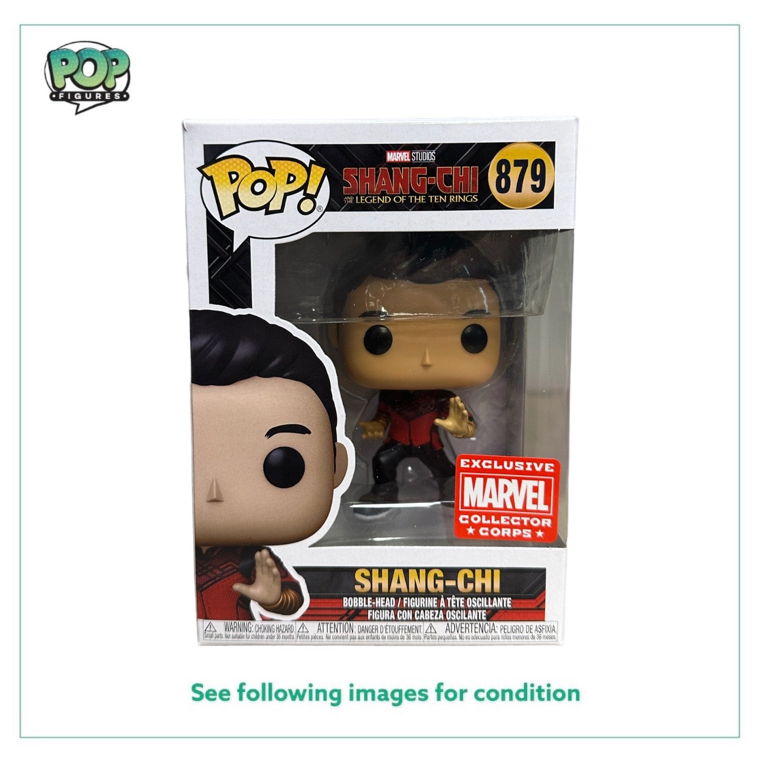 Shang-Chi #879 (w/ Rings) Funko Pop! - Shang-Chi and the Legend of the Ten Rings - Marvel Collector Corps Exclusive - Condition 8.75/10