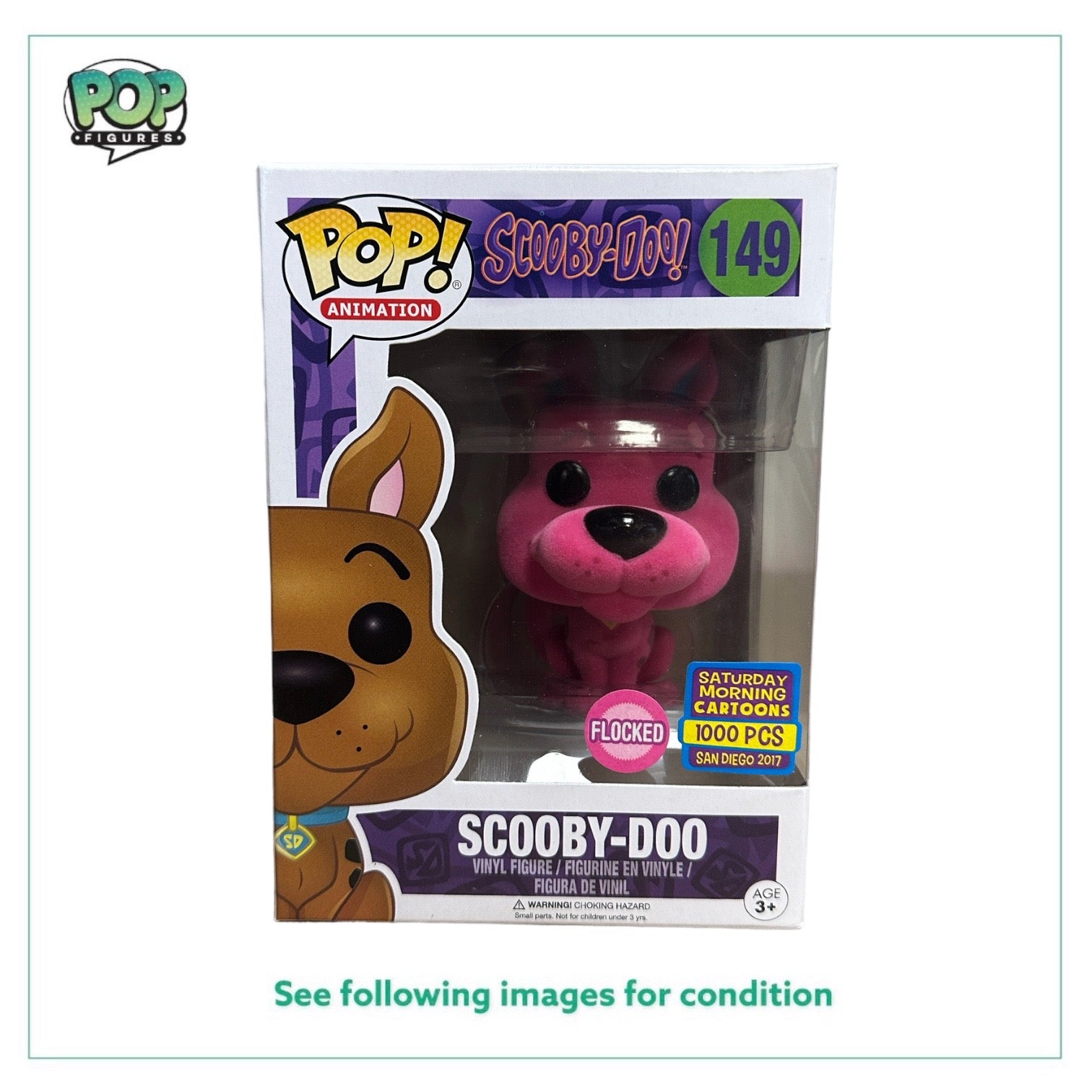 Scooby-Doo #149 (Pink Flocked) Funko Pop! - Scooby-Doo - SDCC 2017 Saturday Morning Cartoons Exclusive LE1000 Pcs - Condition 8.75/10