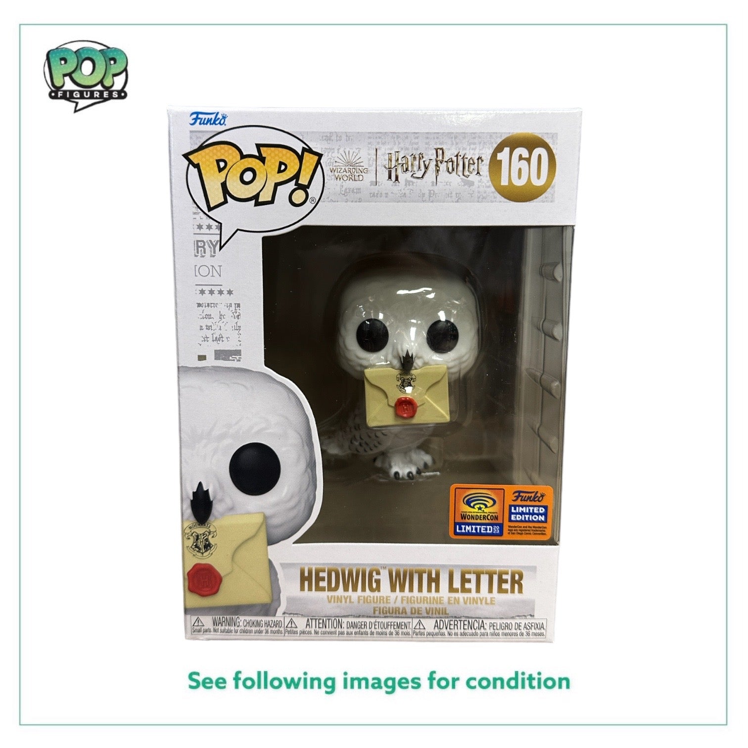 Hedwig with Letter #160 Funko Pop!  - Harry Potter - WonderCon 2023 Official Convention Exclusive - Condition 7/10