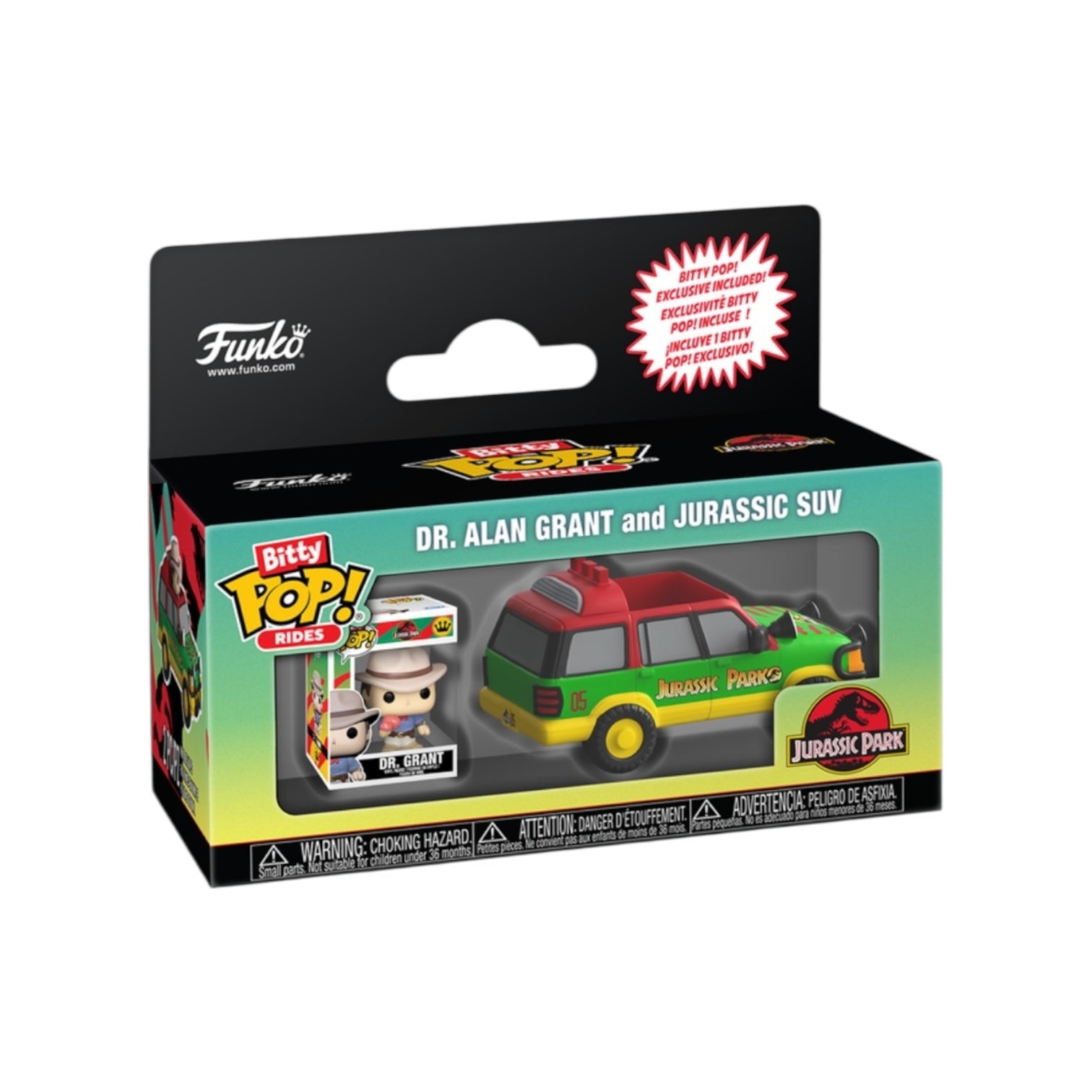 Dr. Alan Grant and Jurassic SUV Funko Bitty Pop Ride - Jurassic Park - PREORDER