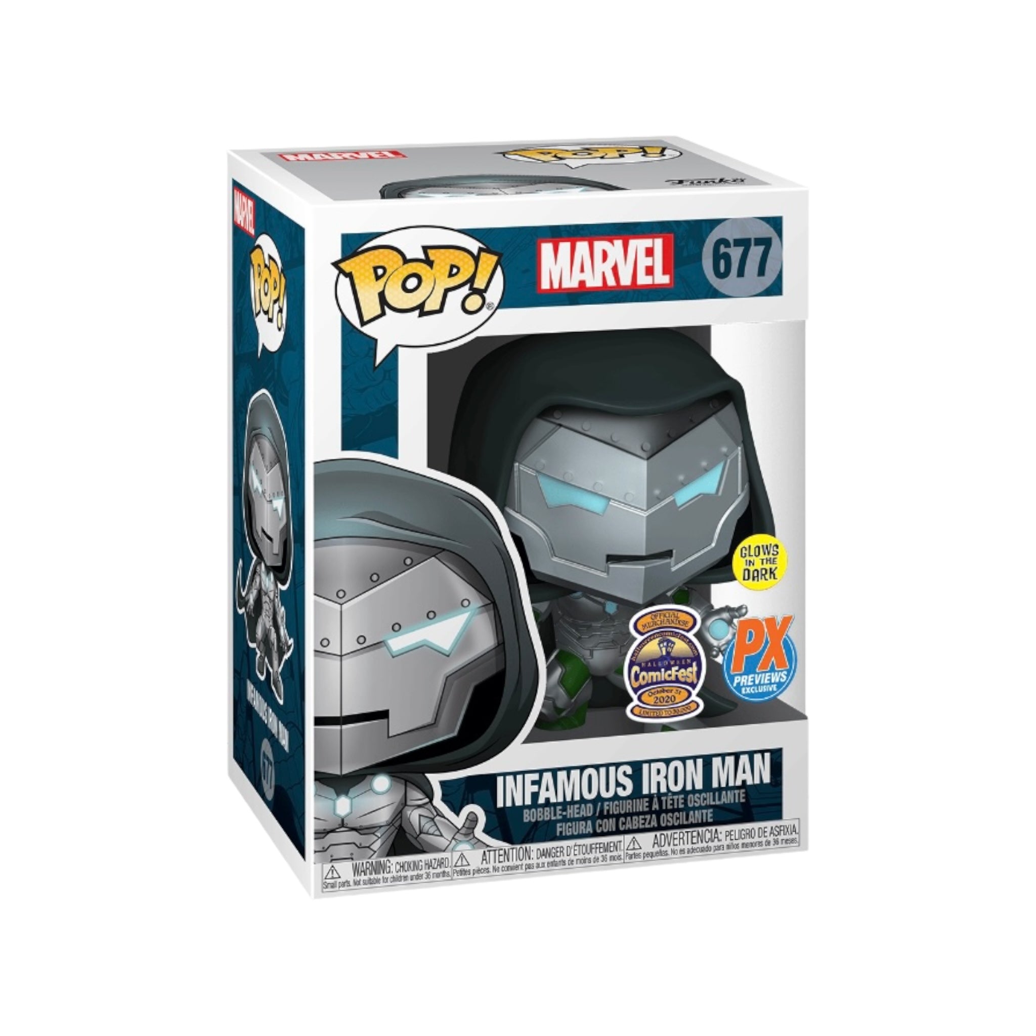 Infamous Iron Man #677 (Glows in the Dark) Funko Pop! - Marvel - Halloween Comicfest 2020 / Px Previews Exclusive LE30000 Pcs
