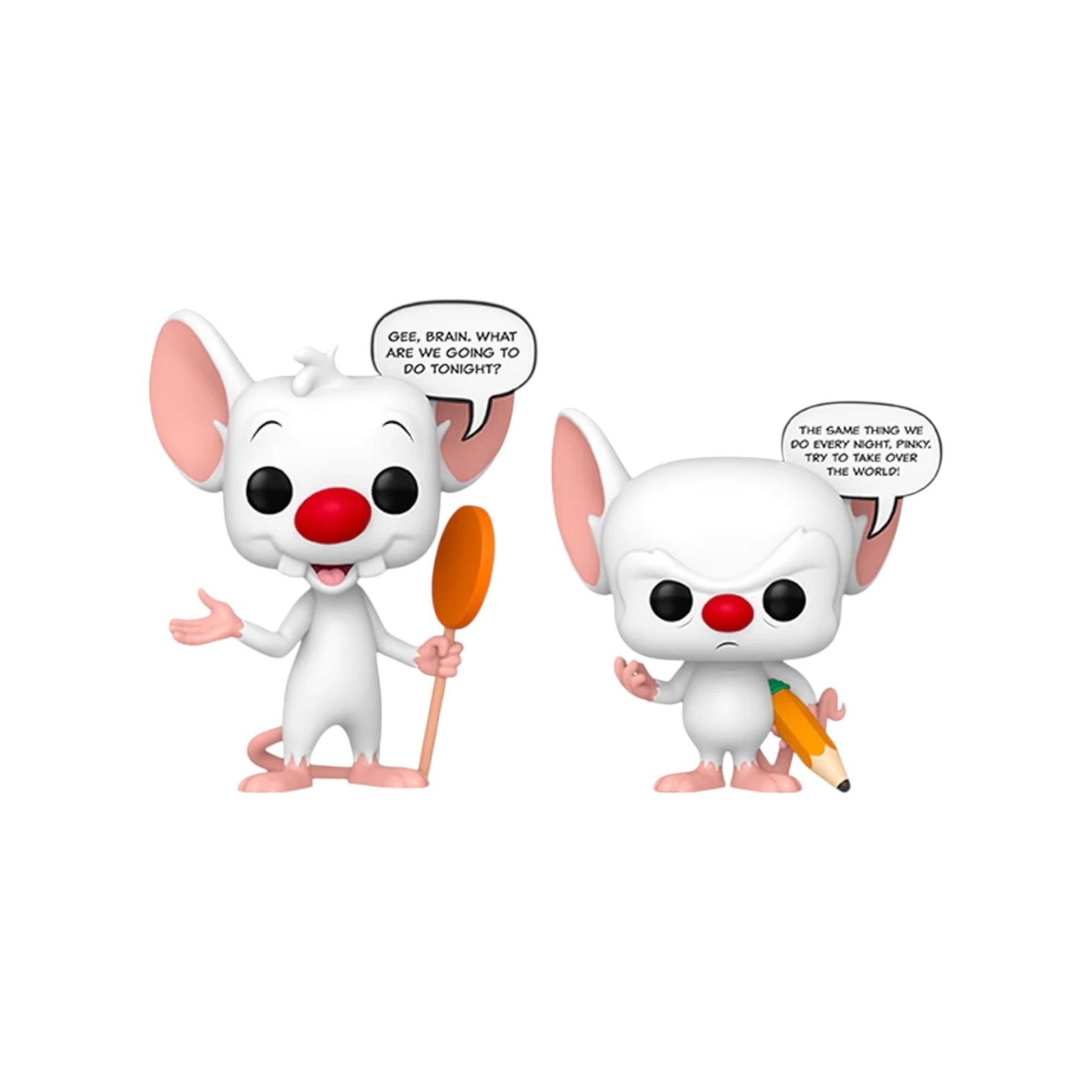 Two cartoon mouse figures with speech bubbles on a white background