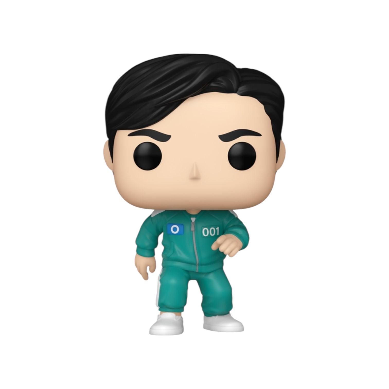 Pop vinyl figure of a person in a green tracksuit with a white background