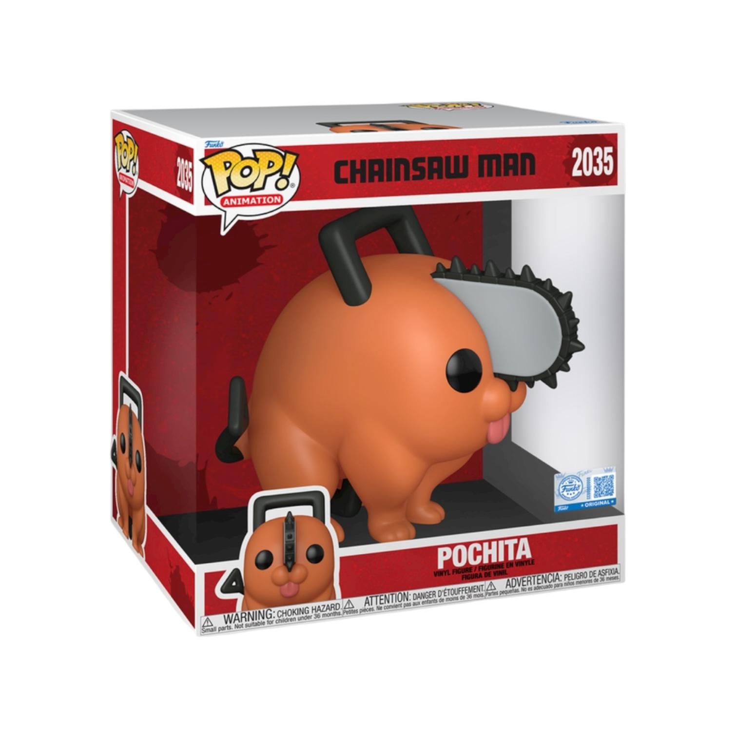 Funko Pop! vinyl figure packaging of Pochita from Chainsaw Man on a white background