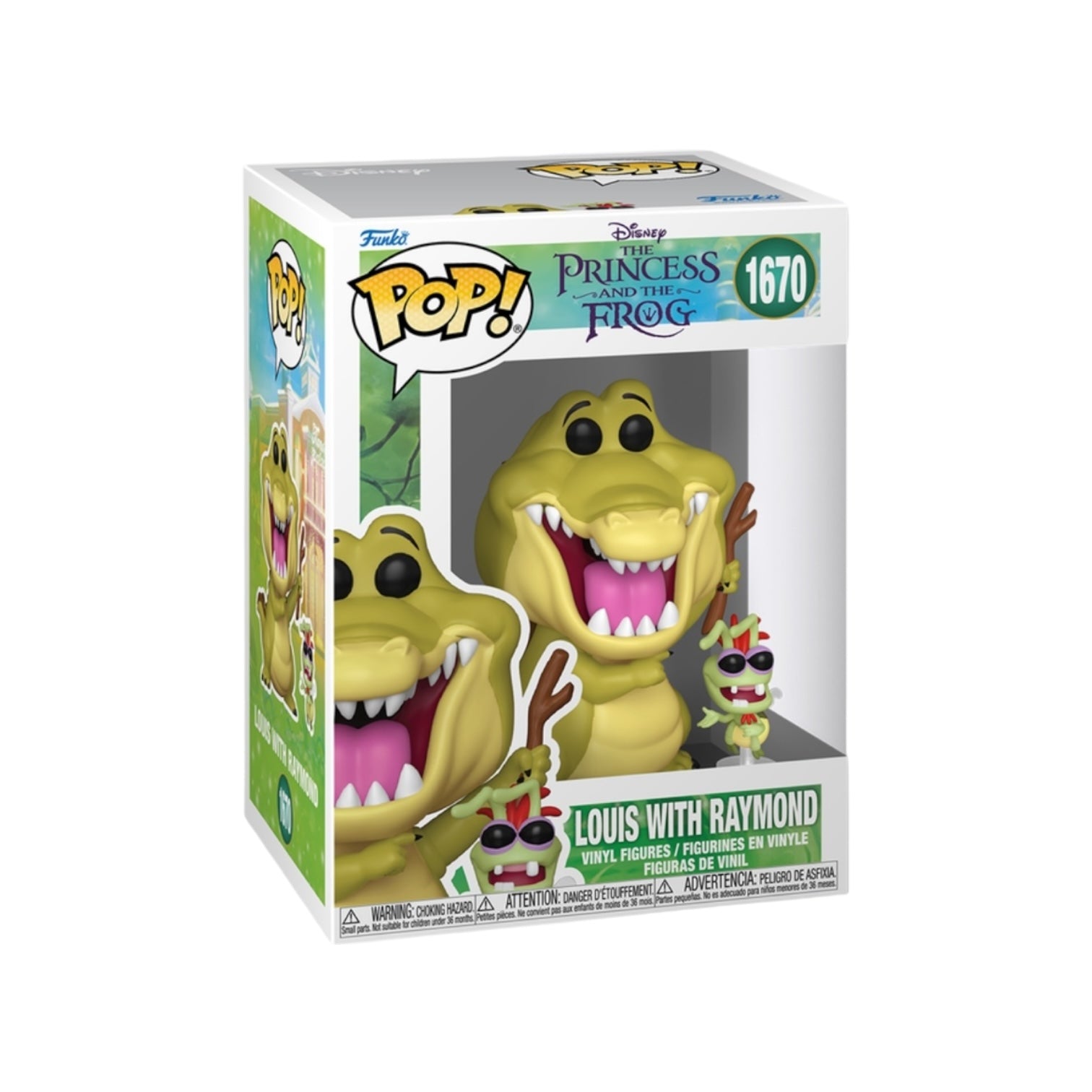 Funko Pop! vinyl figure packaging featuring a character from 'The Princess and the Frog' with a white background.