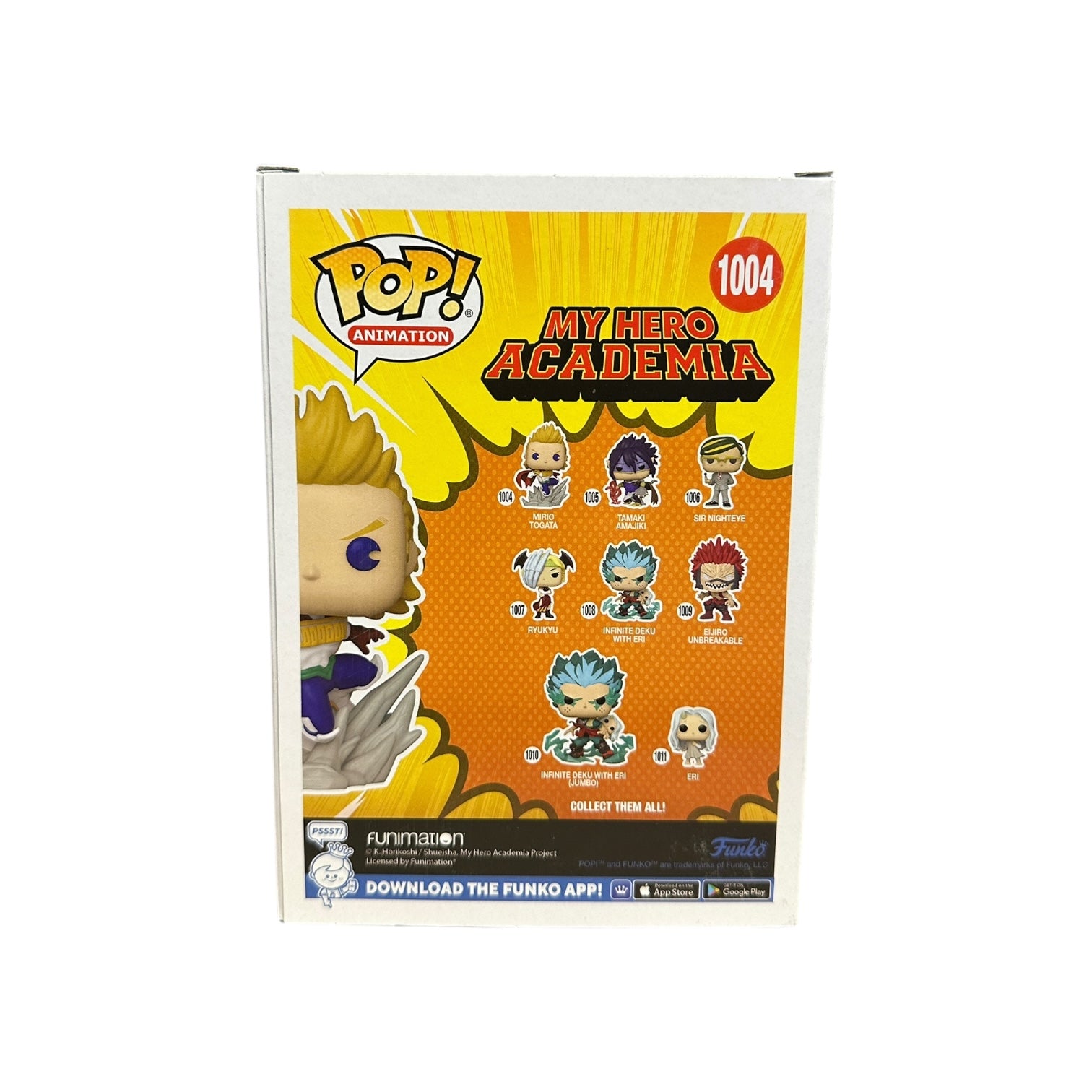Ricco Fajardo Signed Mirio Togata #1004 (Glows in the Dark) Funko Pop! - My Hero Academia - Hot Topic Exclusive Back