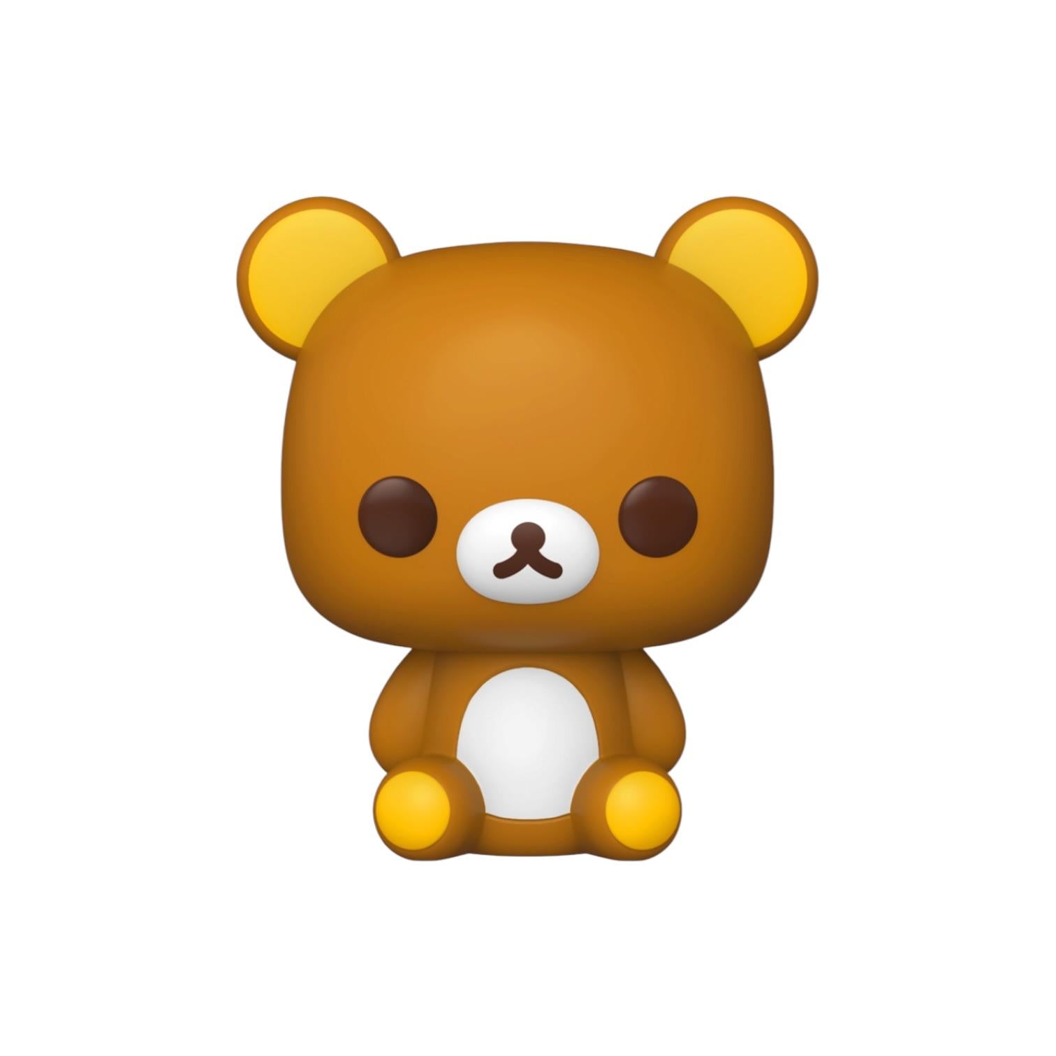 Brown teddy bear figurine with yellow accents on a white background