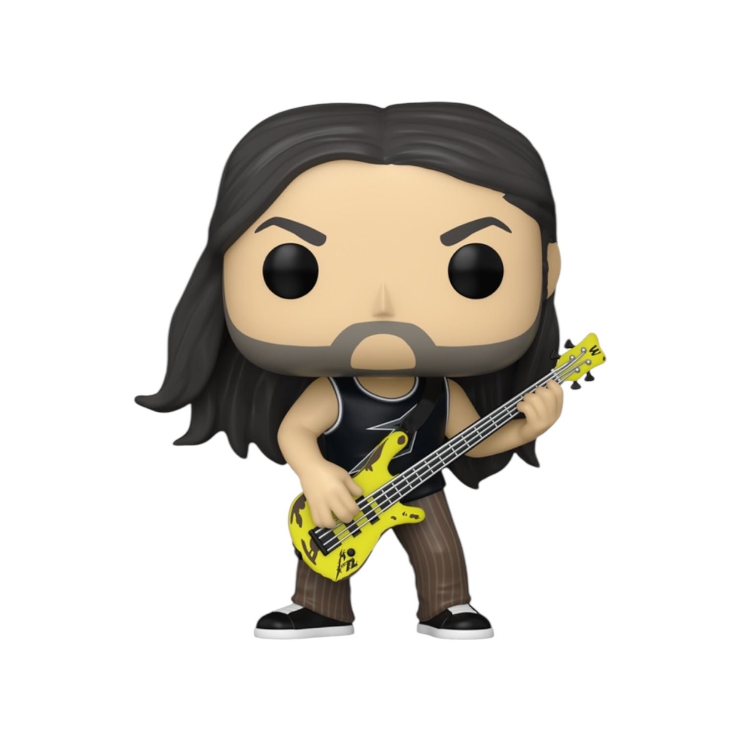Funko Pop! vinyl figure of a musician with long hair holding a yellow guitar on a white background