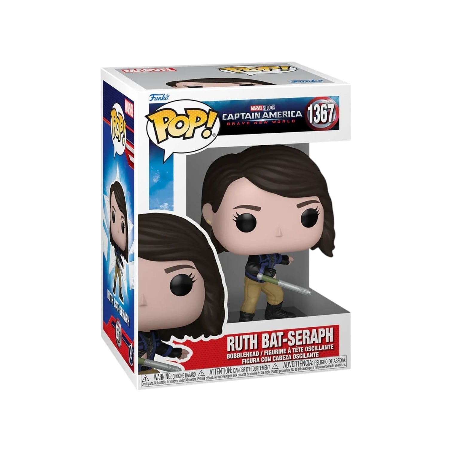 Ruth wearing black top with purple detai land black boots with cream trousers 