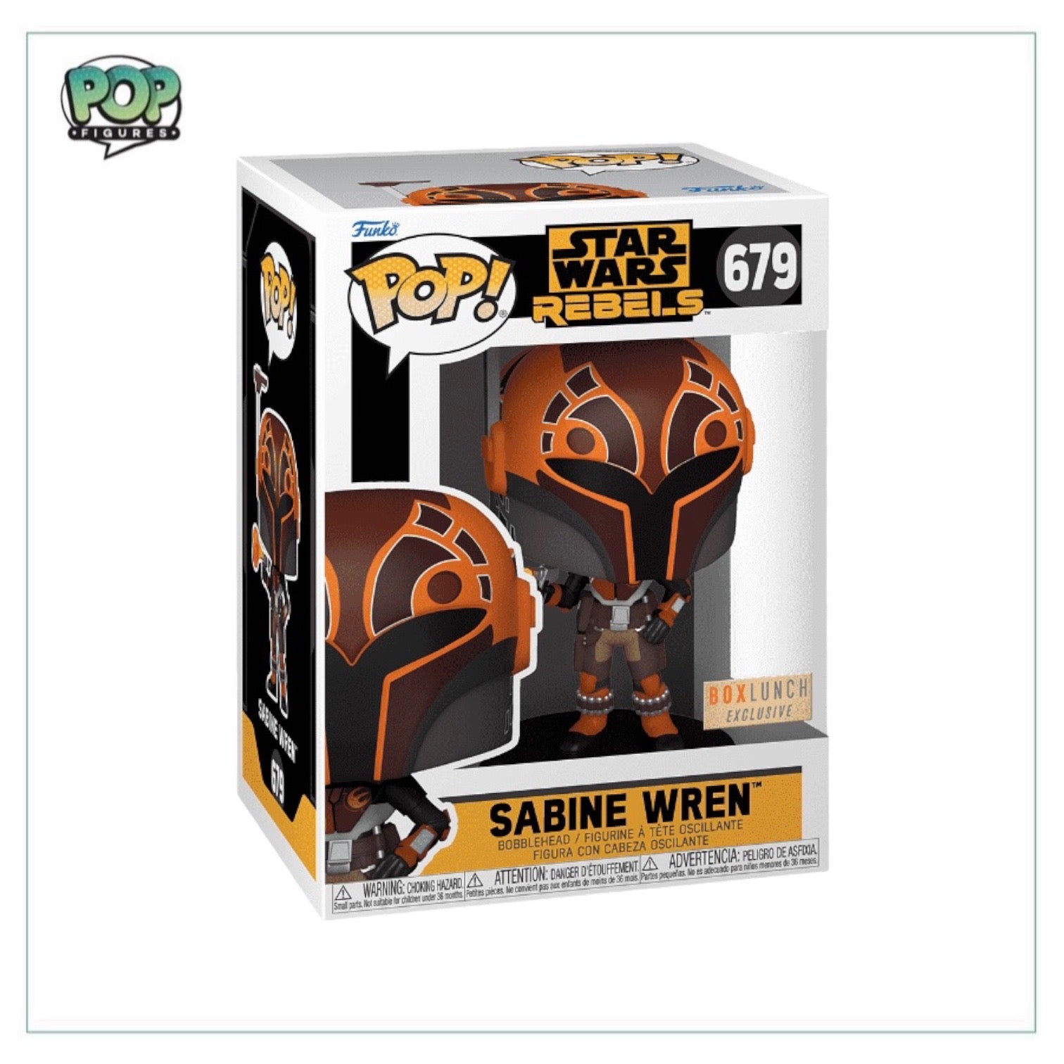 Metallic Sabine Wren #679 Funko Pop! collectible, featuring Star Wars: Rebels design, available exclusively at Boxlunch.