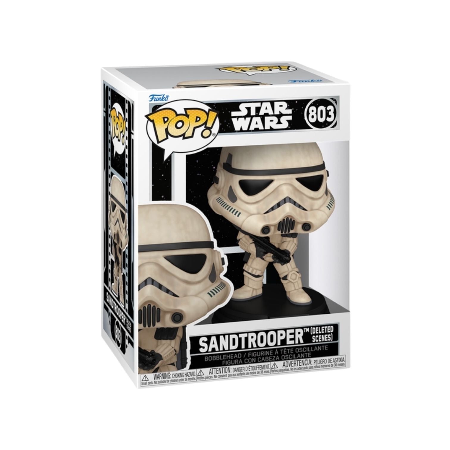 Funko Pop! vinyl figure of a Sandtrooper from Star Wars in packaging on a white background