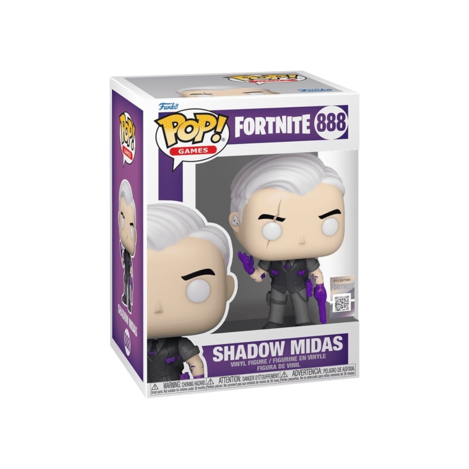 Funko Pop! Fortnite Shadow Midas figure packaging on a white background