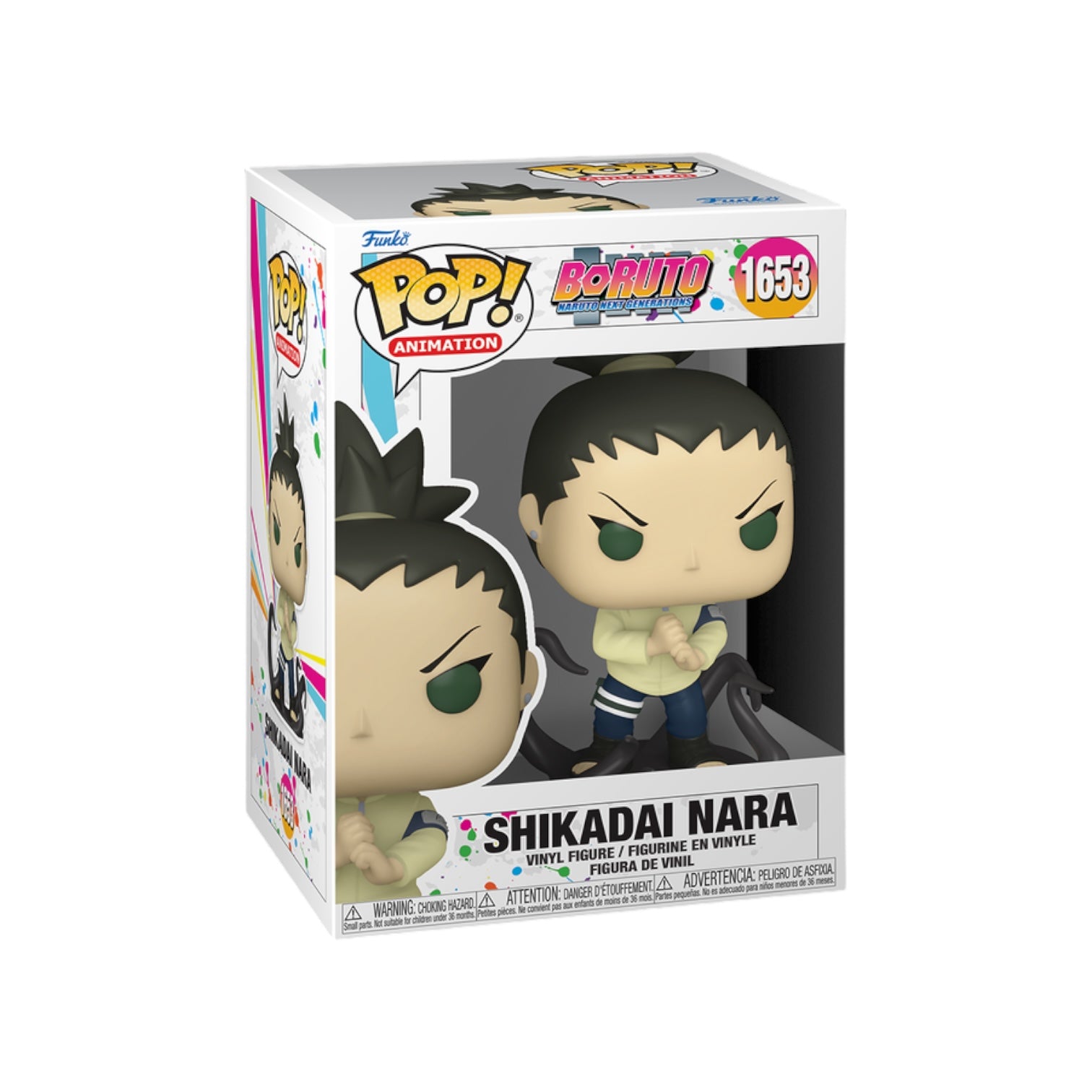 Shikadai Nara #1653 Funko Pop! figure from Boruto, featuring his signature hairstyle and outfit.