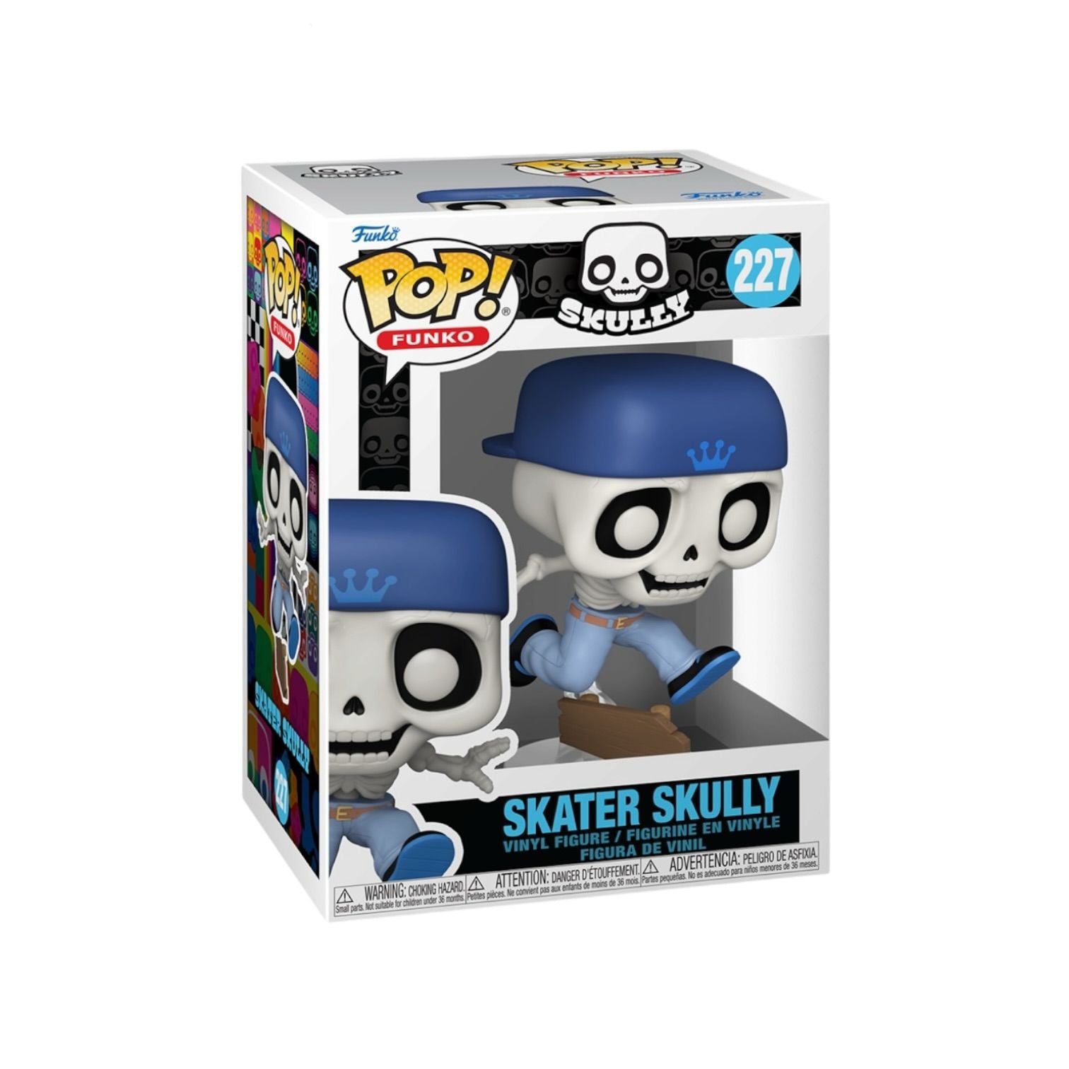Funko Pop! vinyl figure packaging with Skater Skully toy on a white background