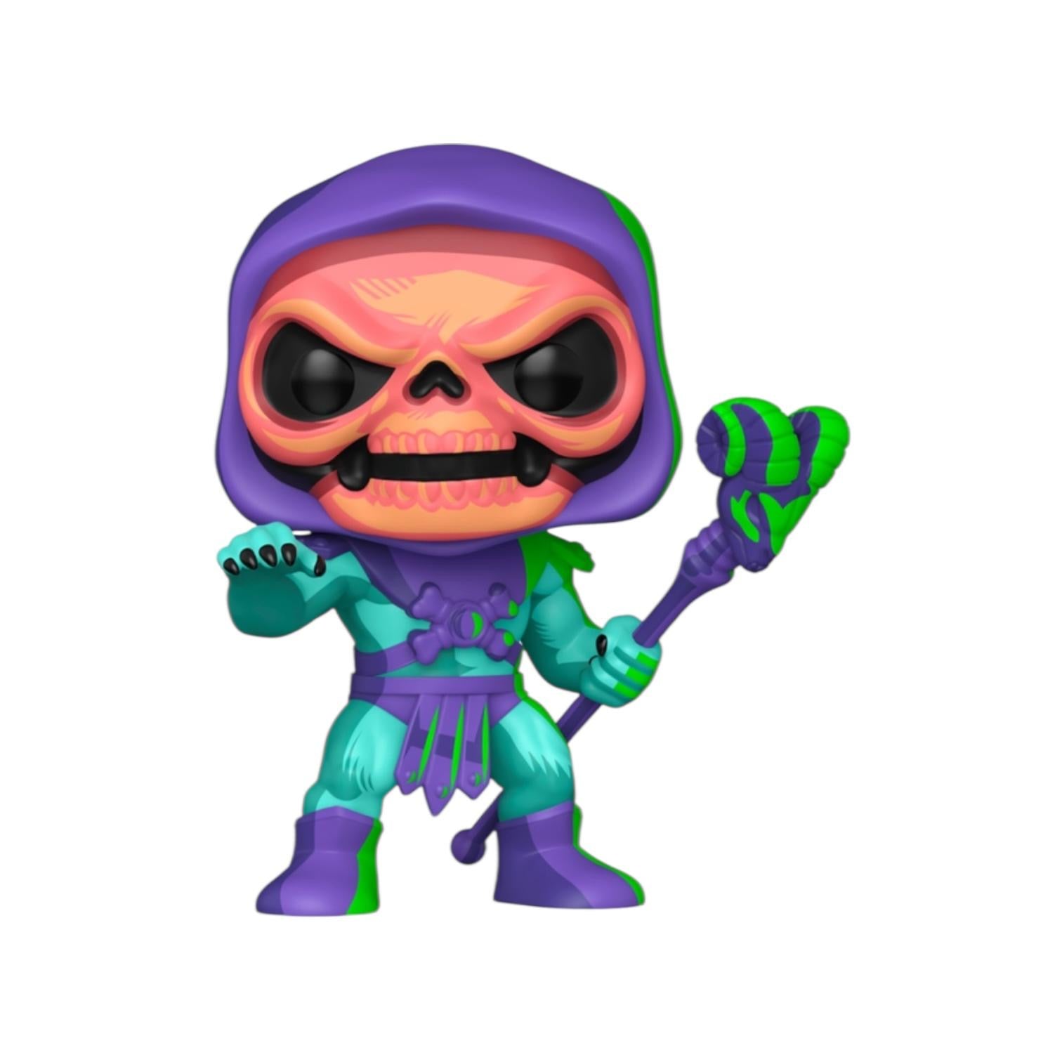 Colorful Skeletor figure from Masters of the Universe on a white background