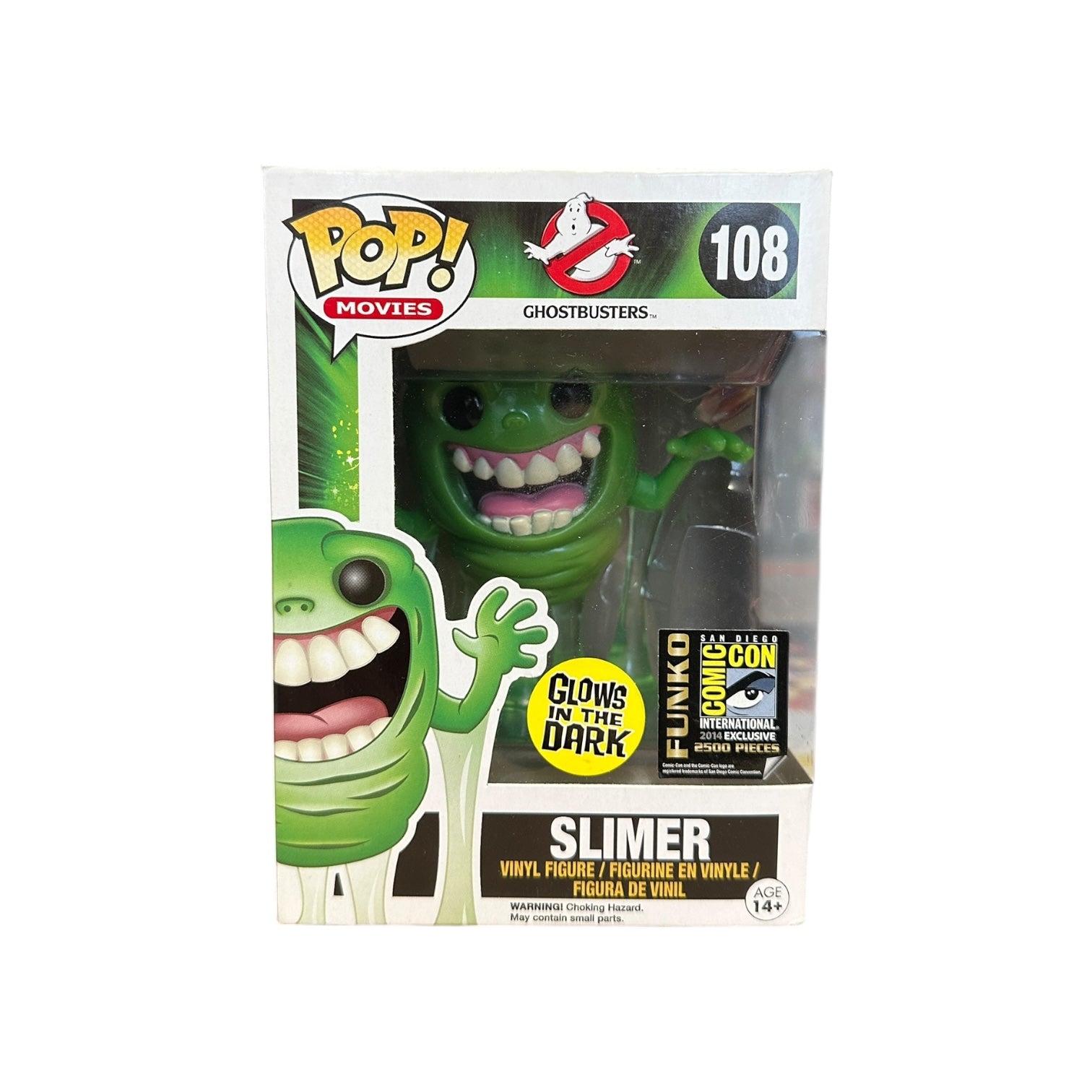 Slimer #108 (Glows in the Dark) Funko Pop! - Ghostbusters - SDCC 2014 Exclusive LE2500 Pcs Front