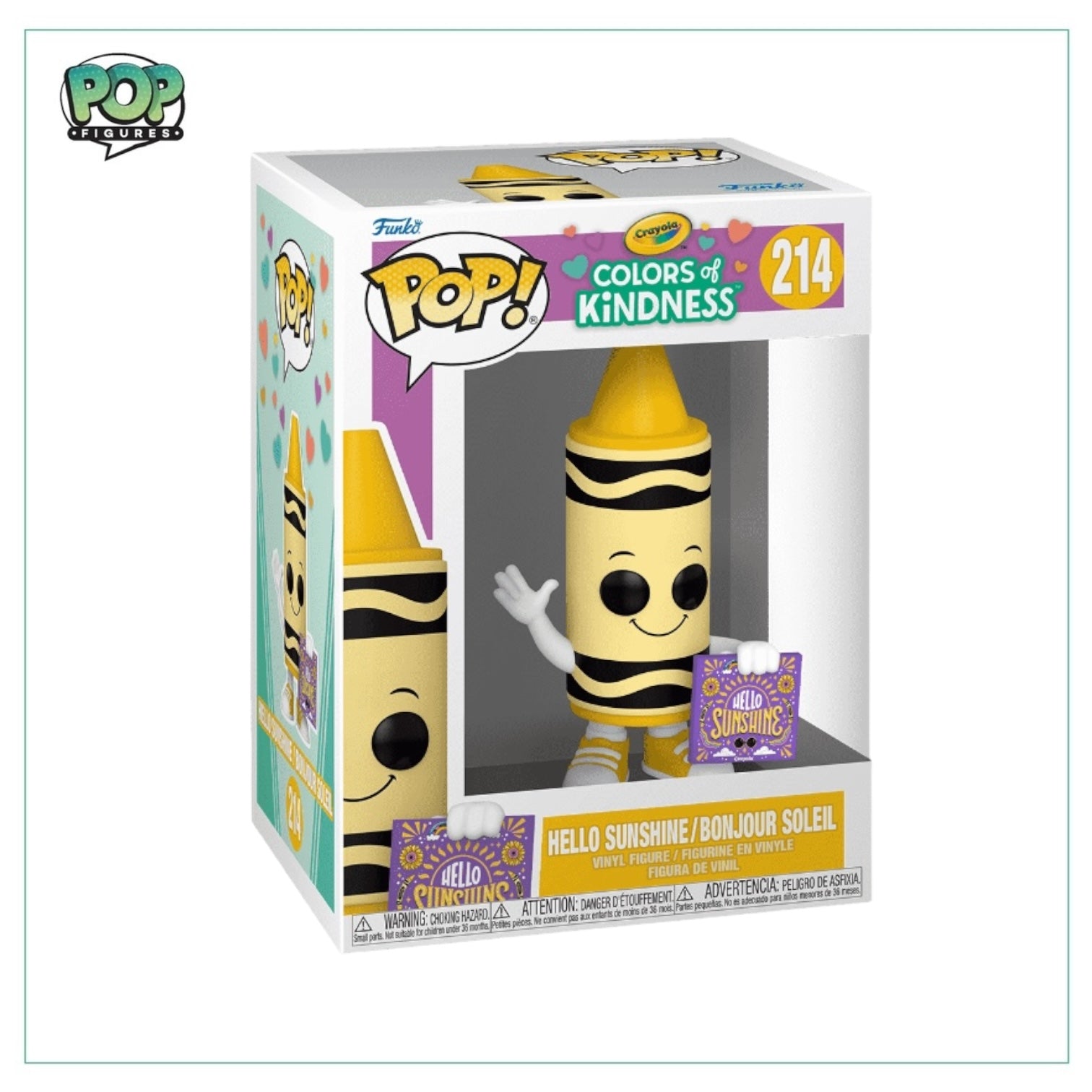 Funko Pop! #215 features a vibrant design of "Spread Your Wings," celebrating kindness with Crayola colors.
