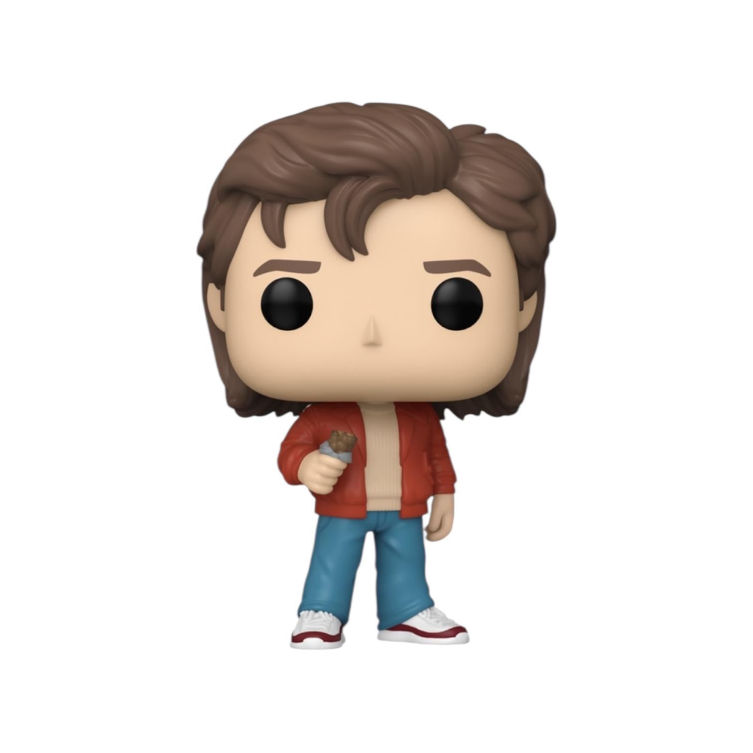 Funko Pop! vinyl figure of a character with brown hair, red jacket, and blue jeans on a white background