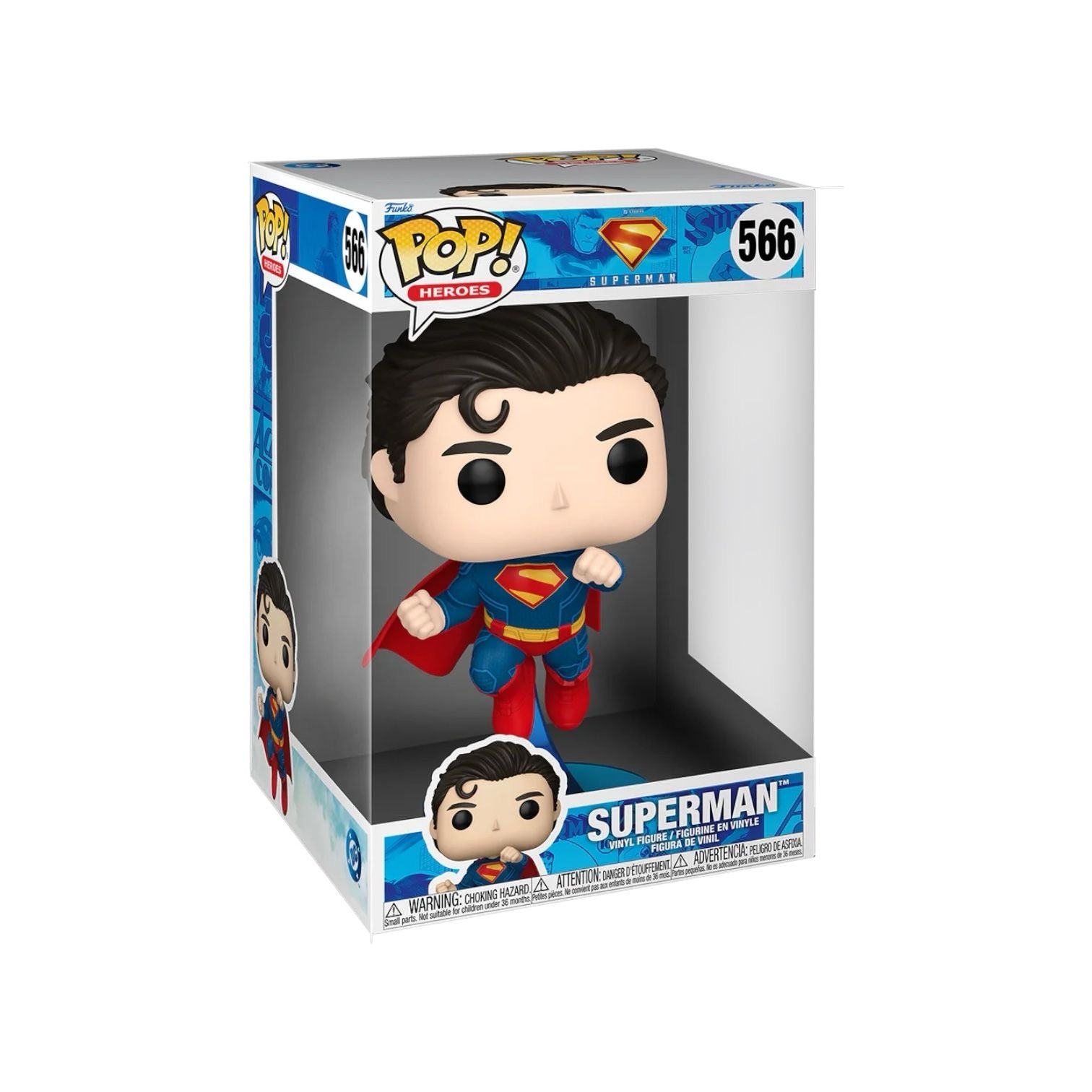 Superman 566 Funko pop Jumbo 10" of superman figure spoing in flying position 