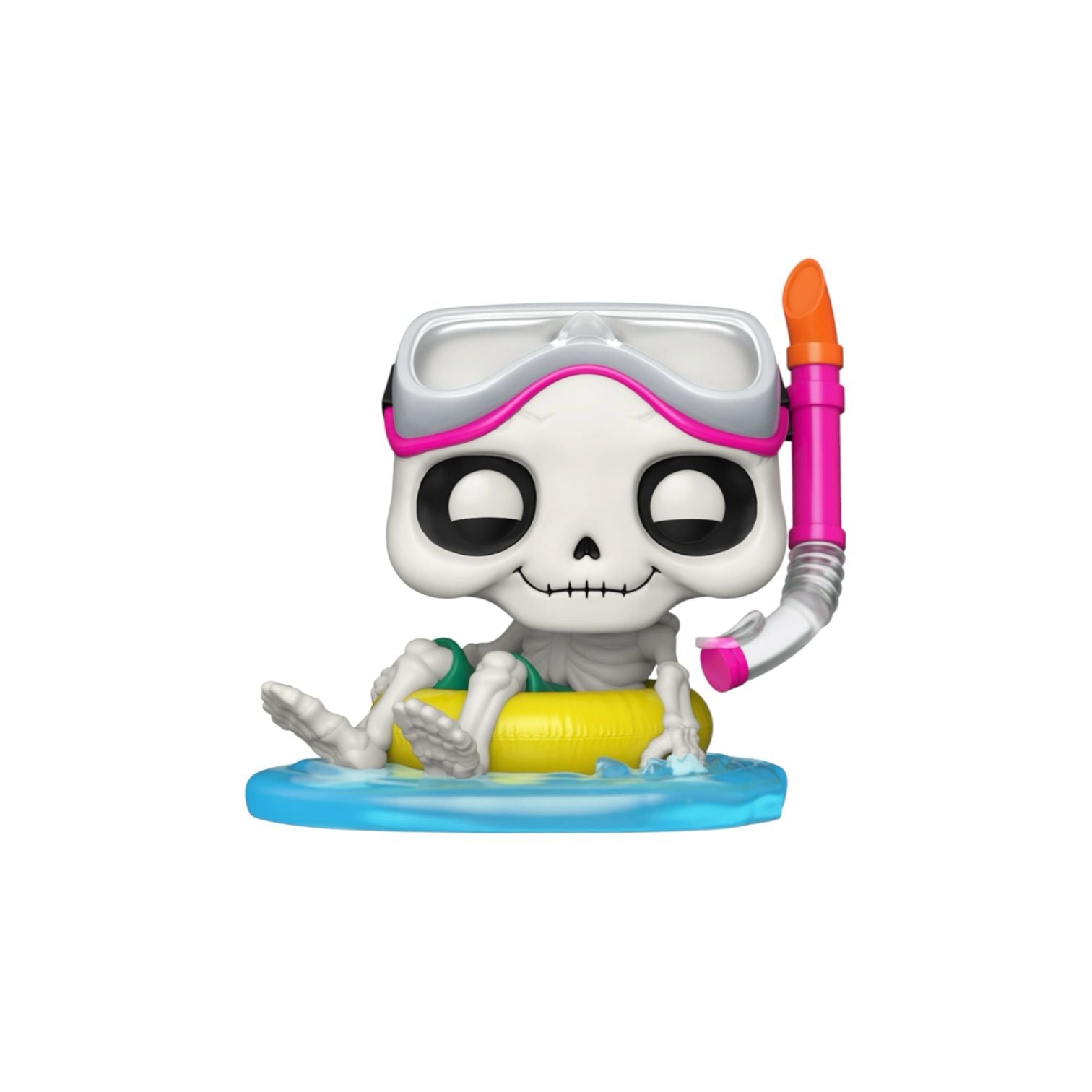Skeleton figurine with diving gear on a white background