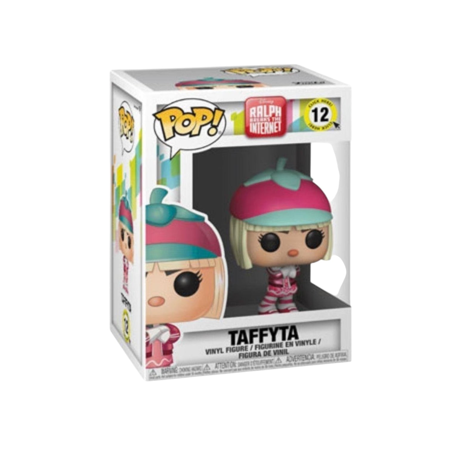 Taffyta #12 Funko Pop! figure from Disney's Wreck-It Ralph, featuring her signature pink outfit and playful expression.